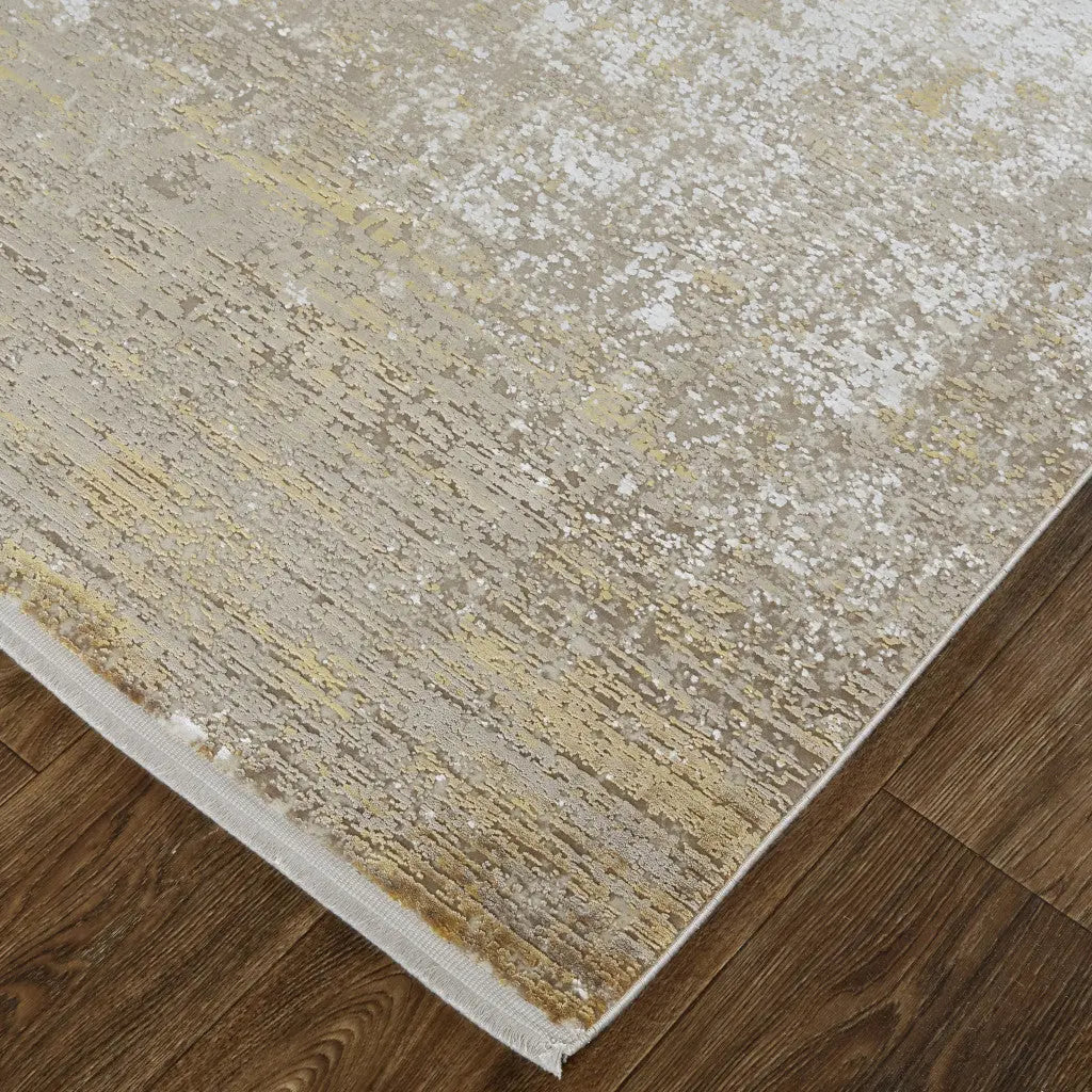 13' X 20' Gold And Ivory Abstract Distressed Area Rug Homeroots Home Decor