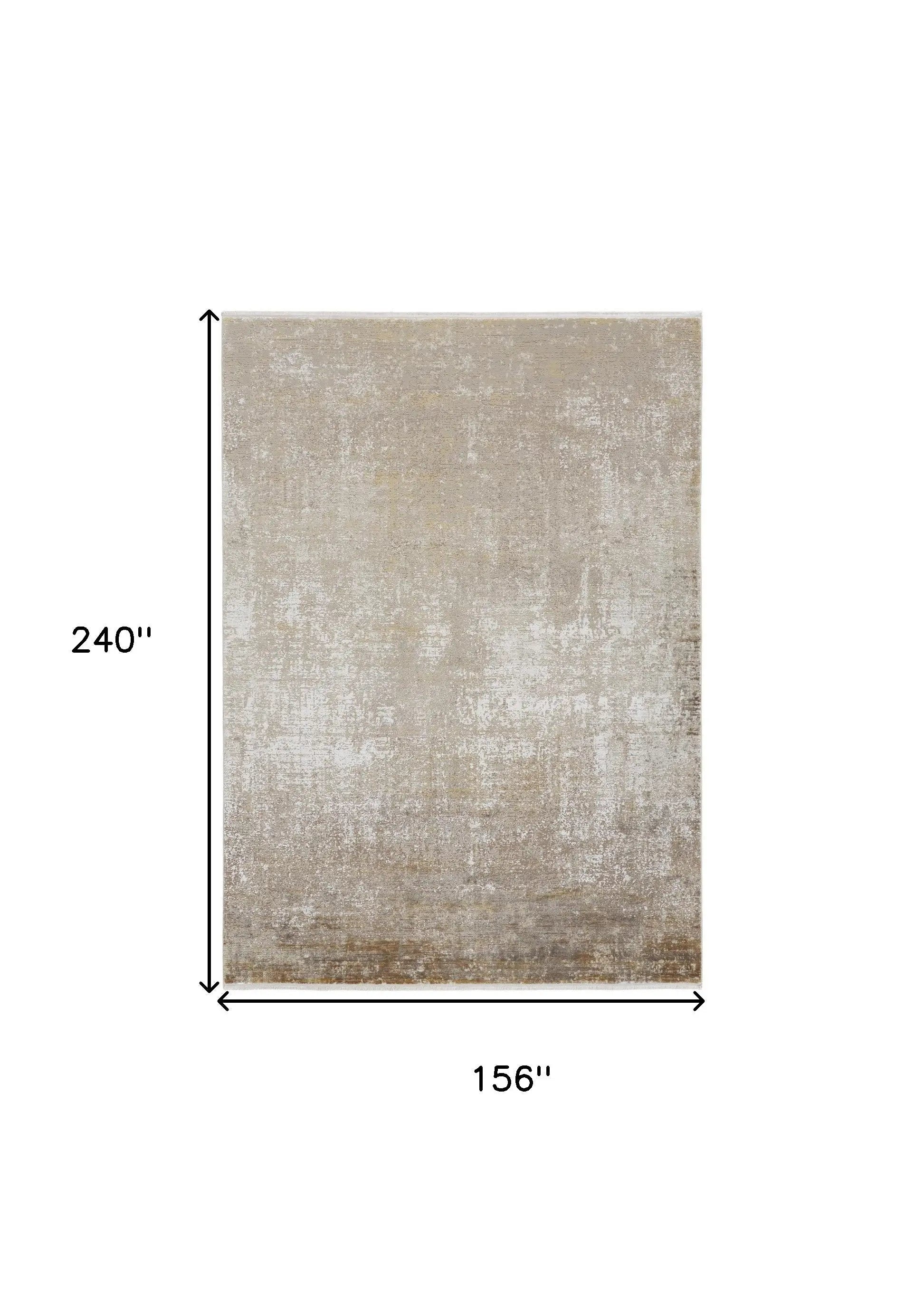 13' X 20' Gold And Ivory Abstract Distressed Area Rug Homeroots Home Decor