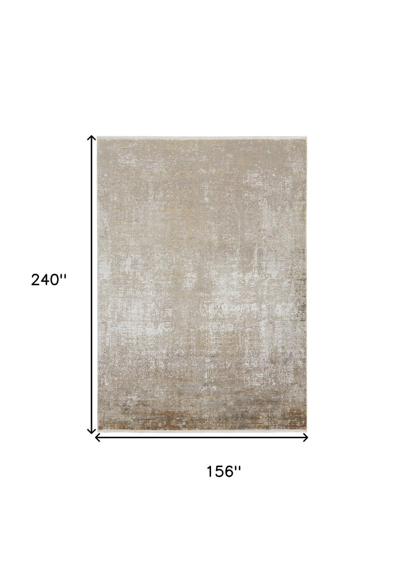 13' X 20' Gold And Ivory Abstract Distressed Area Rug Homeroots Home Decor