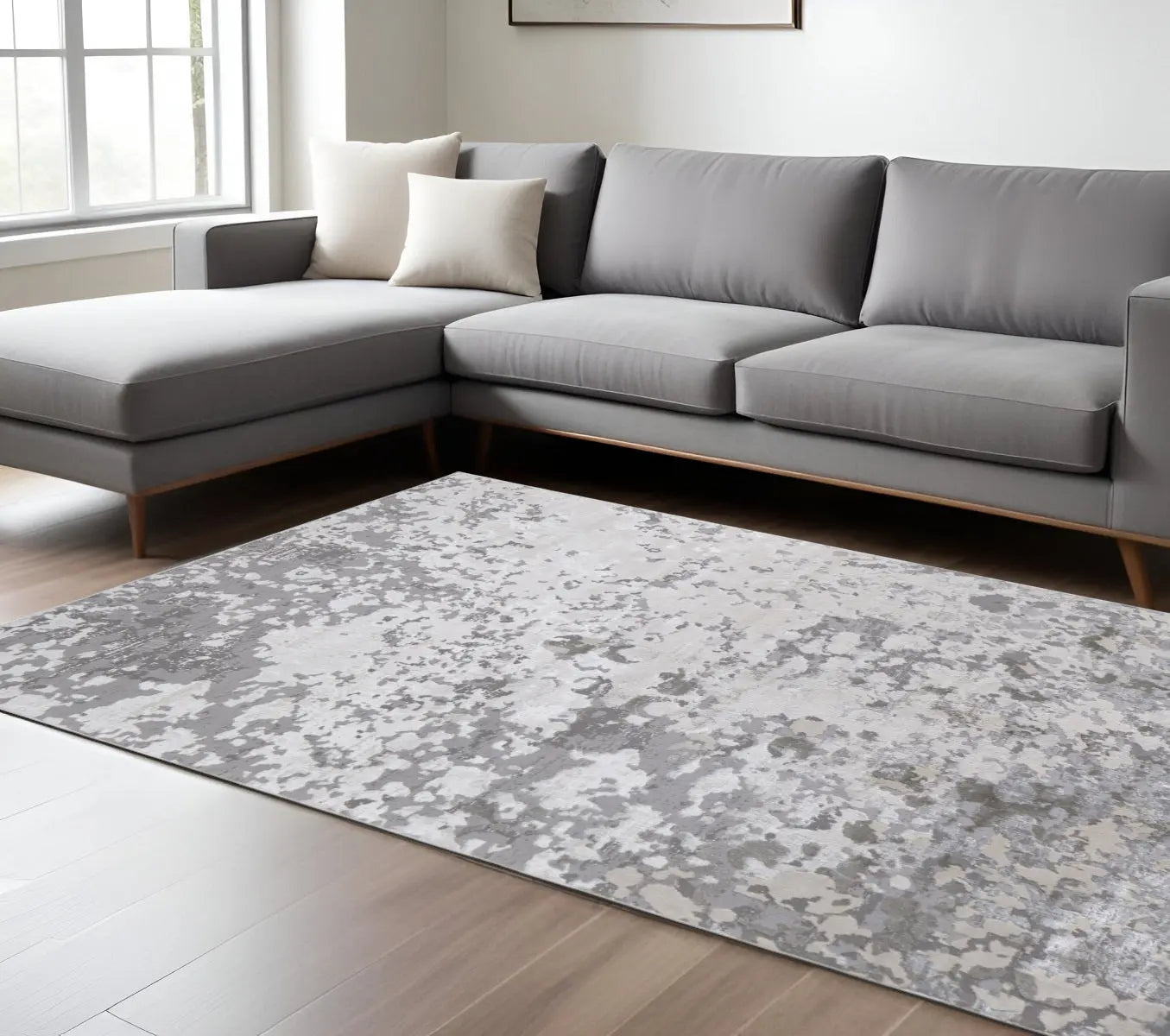 13' X 20' Silver And Gray Abstract Area Rug Homeroots Home Decor