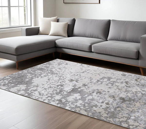 13' X 20' Silver And Gray Abstract Area Rug Homeroots Home Decor