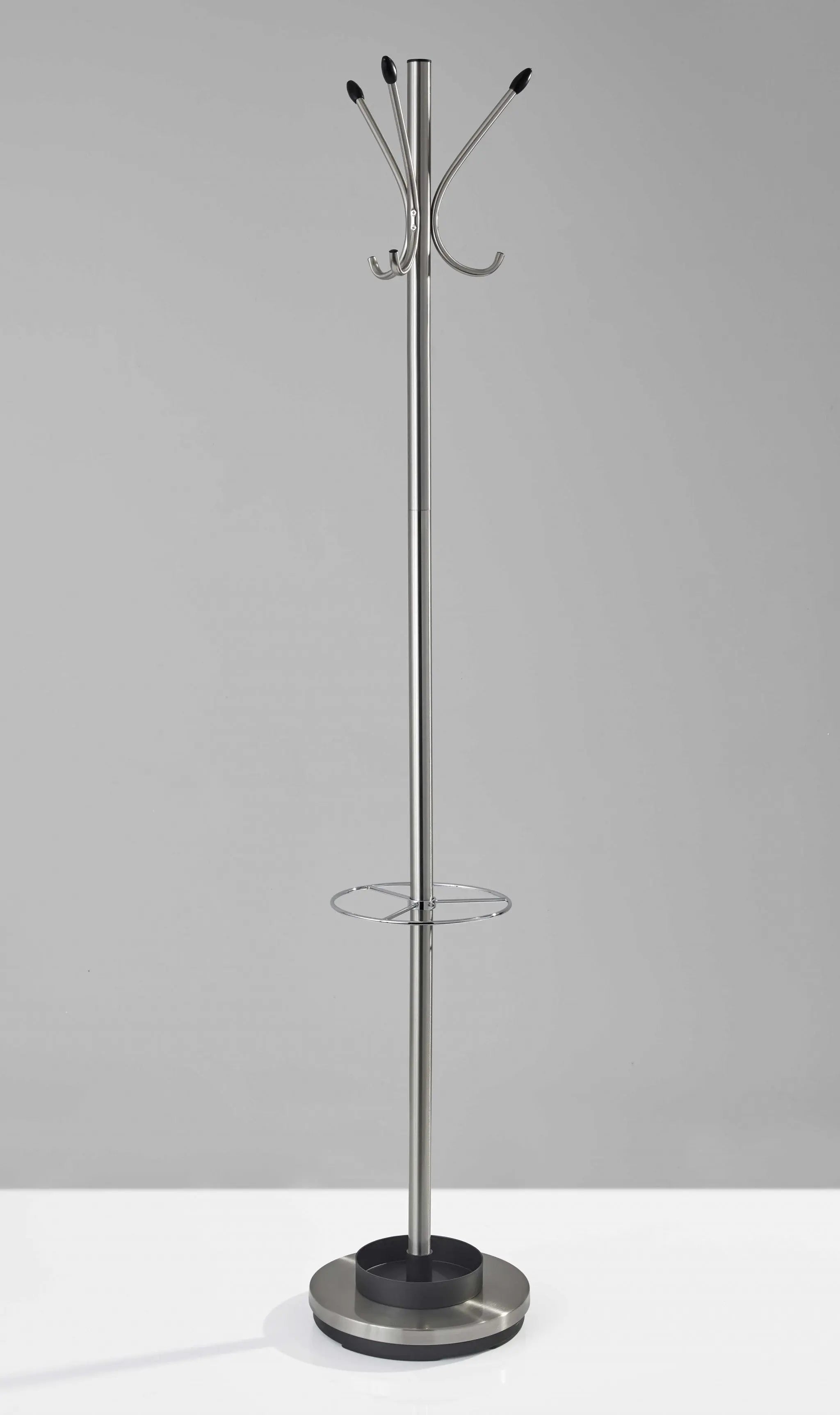 13" X 68" Brushed Steel Brushed Steel Stand  Coat Rack Homeroots Organization