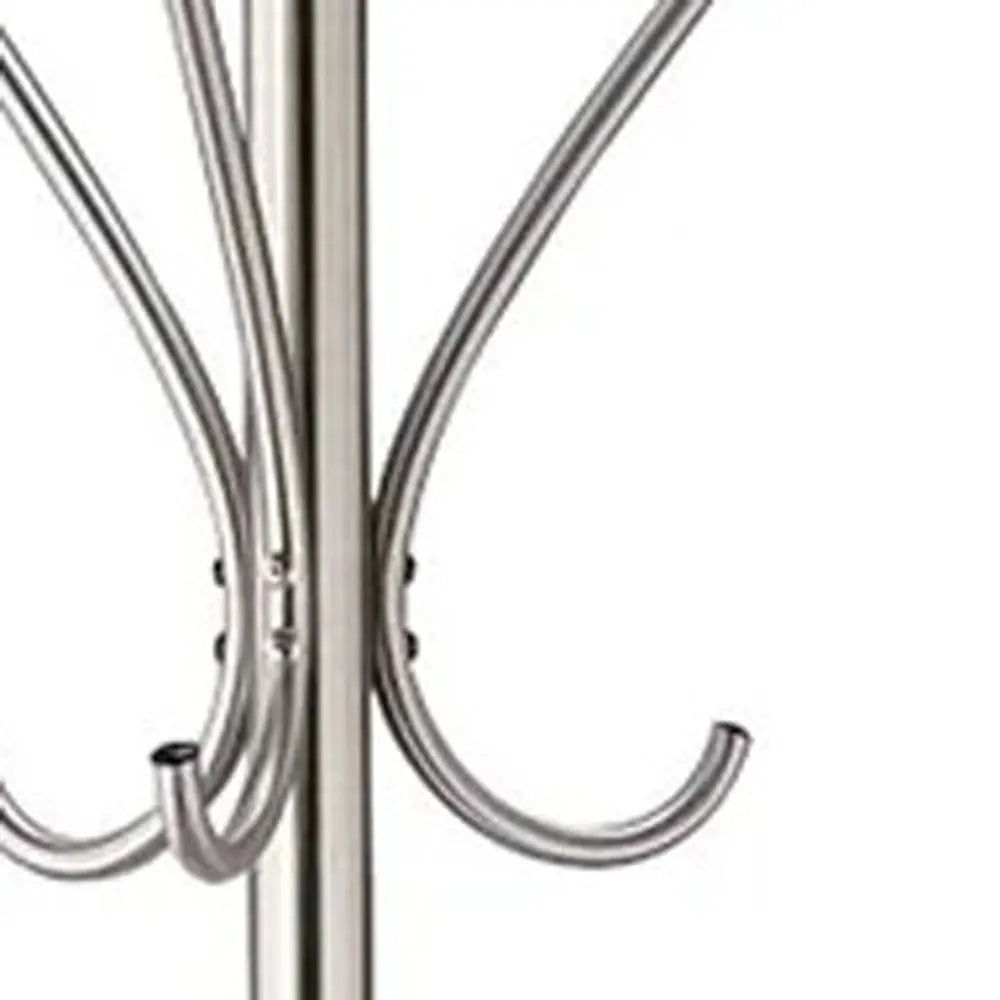 13" X 68" Brushed Steel Brushed Steel Stand  Coat Rack Homeroots Organization
