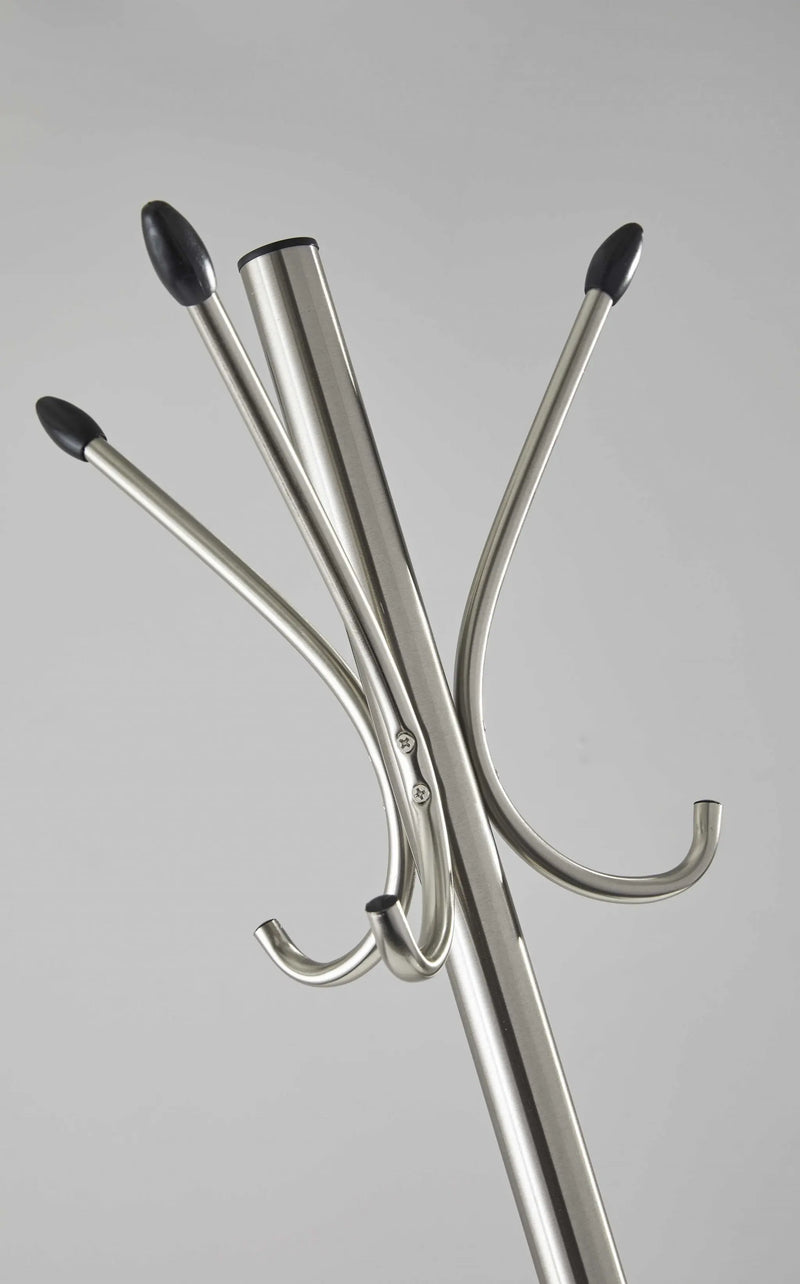 13" X 68" Brushed Steel Brushed Steel Stand  Coat Rack Homeroots Organization