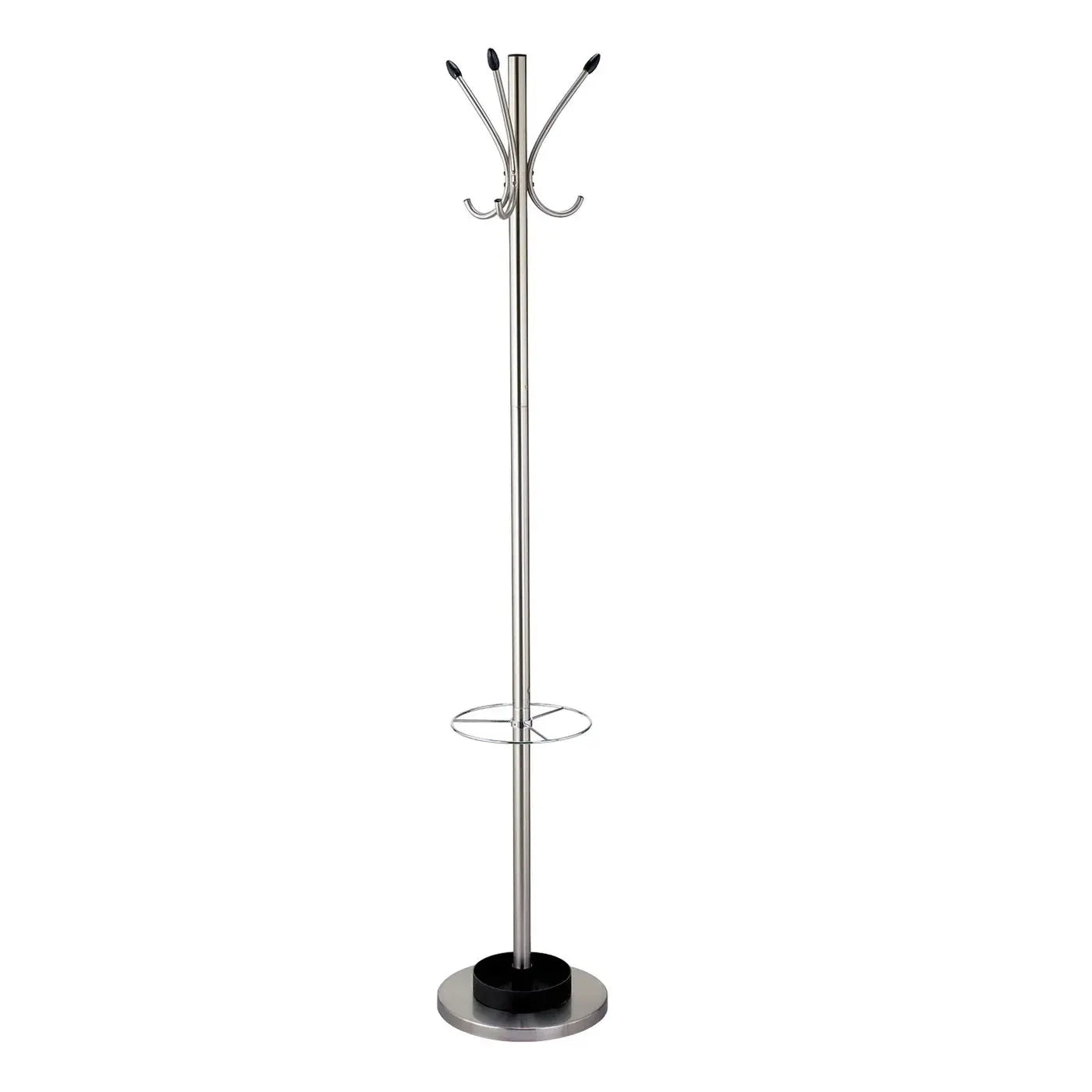 13" X 68" Brushed Steel Brushed Steel Stand  Coat Rack Homeroots Organization