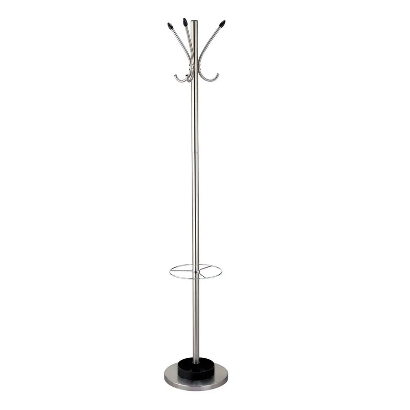 13" X 68" Brushed Steel Brushed Steel Stand  Coat Rack Homeroots Organization