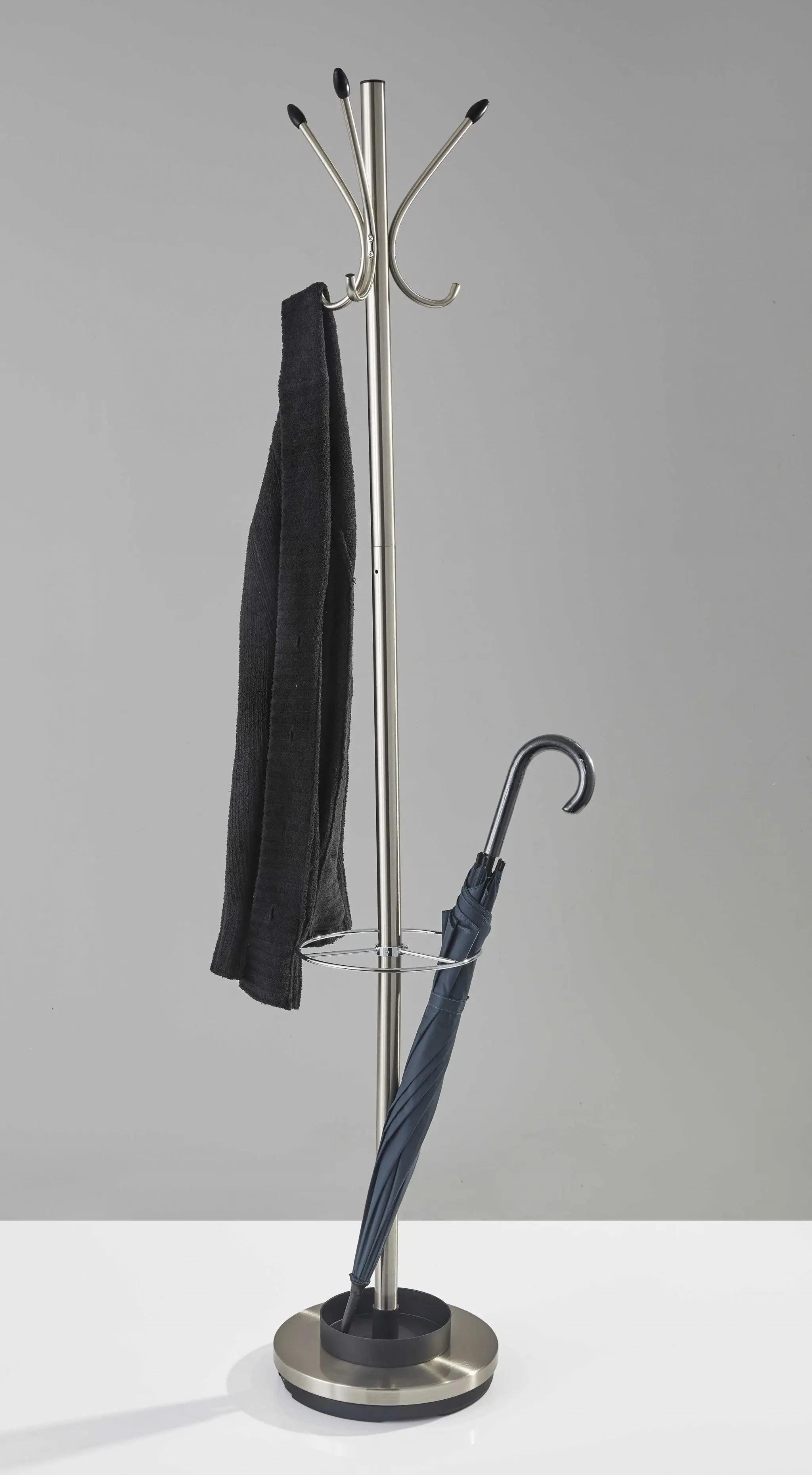 13" X 68" Brushed Steel Brushed Steel Stand  Coat Rack Homeroots Organization