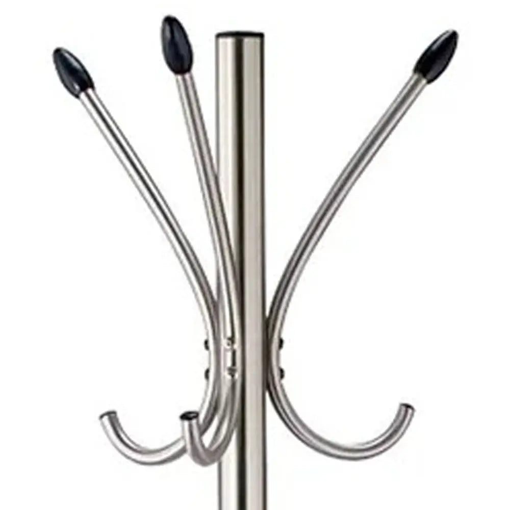 13" X 68" Brushed Steel Brushed Steel Stand  Coat Rack Homeroots Organization