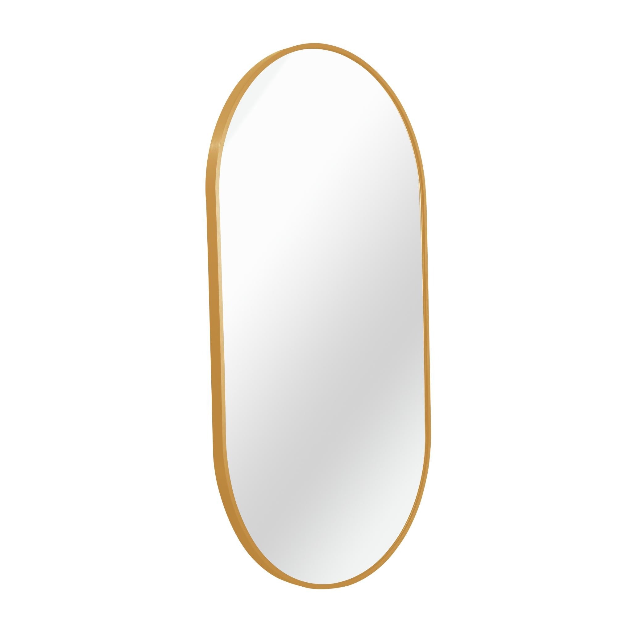 28" Gold Aluminum Oval Framed Accent Mirror - Bed & Bath