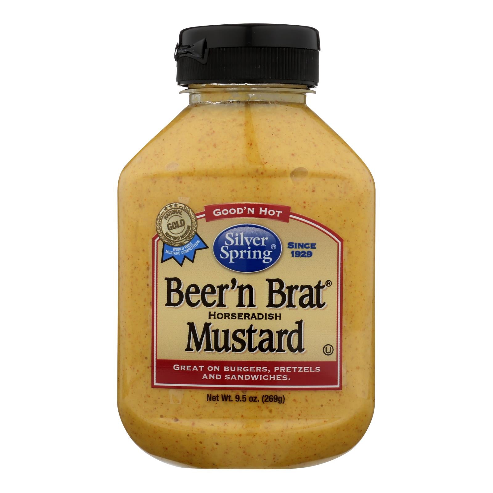 Silver Spring Squeeze - Mustard - Beer Brat - Case Of 9 - 9.5 Oz - GreatEagleInc