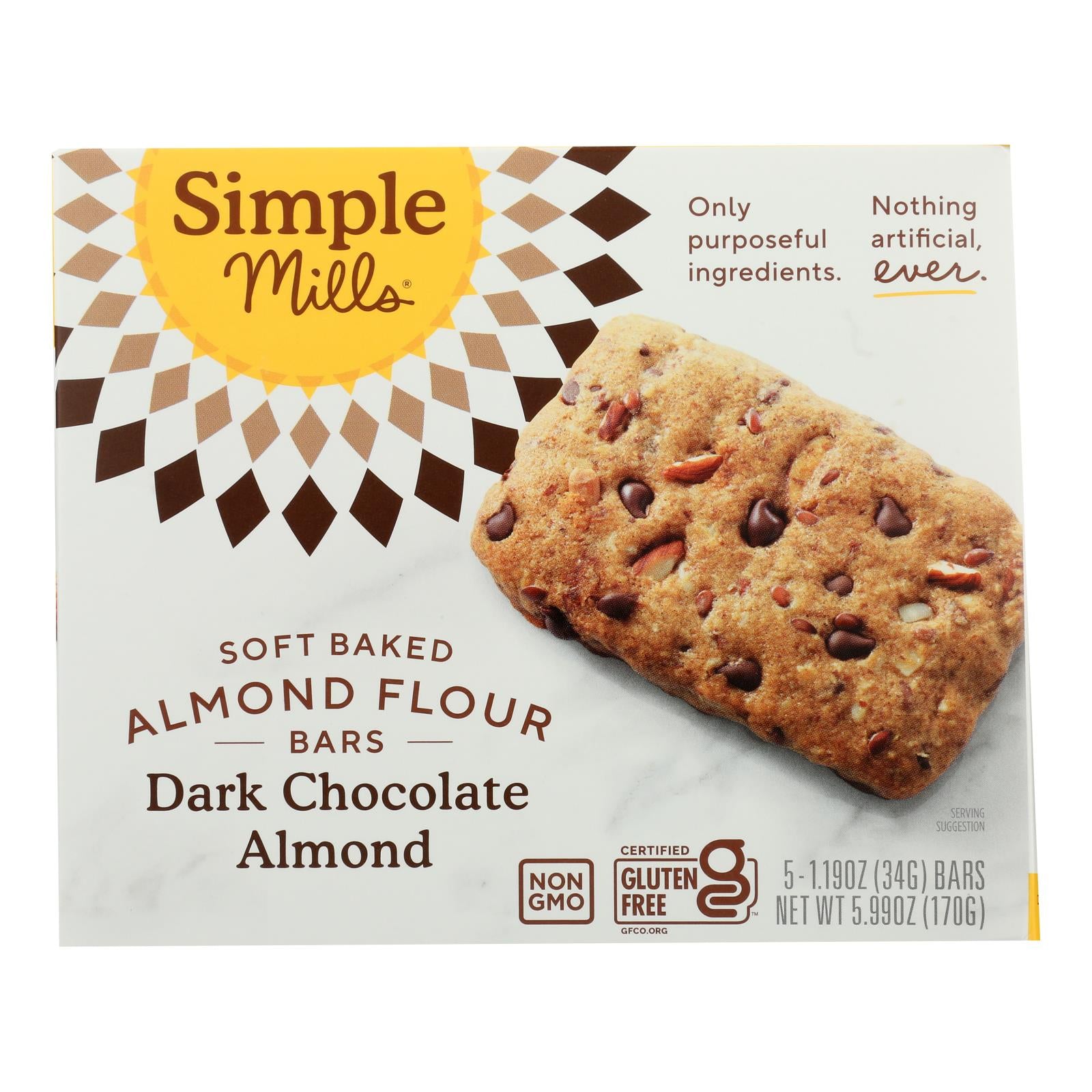 Simple Mills - Bar Sft Baked Dark Chocolate Almond - Case Of 6 - 5.99 Oz - GreatEagleInc