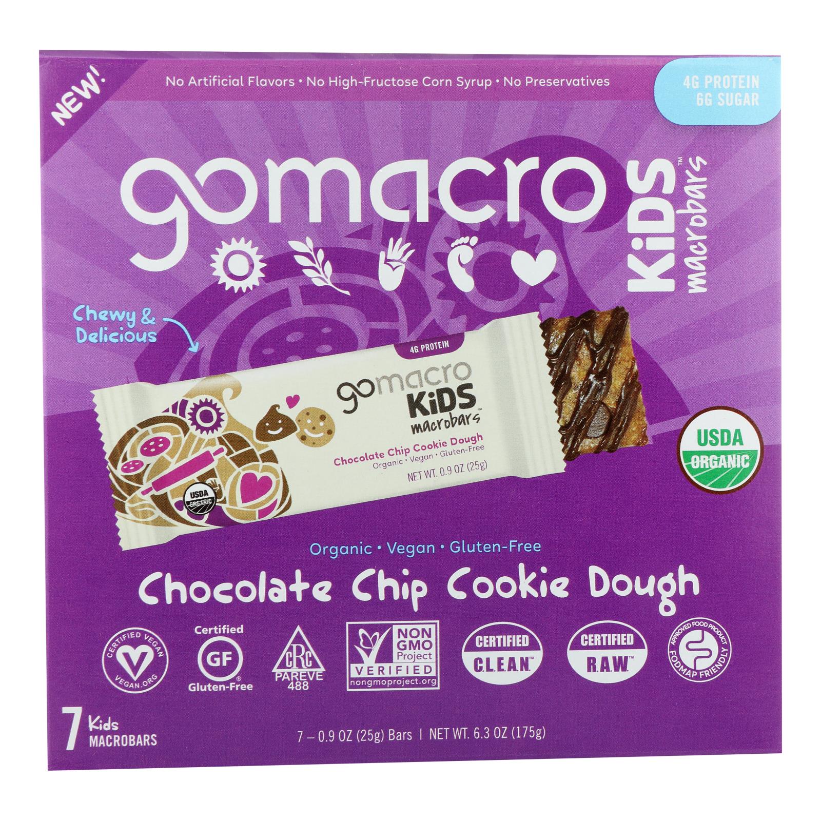 Gomacro - Kids Macrobar Chocolate-chip Cookie Dough - Cs Of 7-6.3 Oz - GreatEagleInc