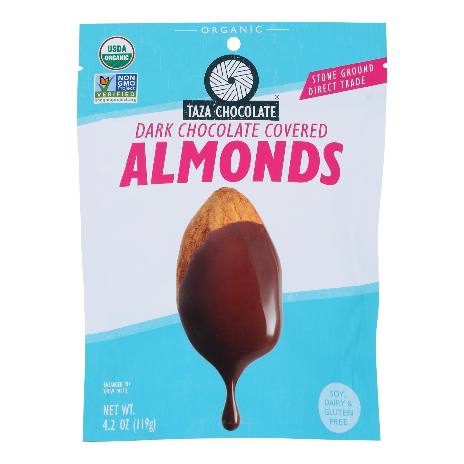 Taza Chocolate - Almonds Chocolate Covered - Case Of 12-3.5 Oz - GreatEagleInc