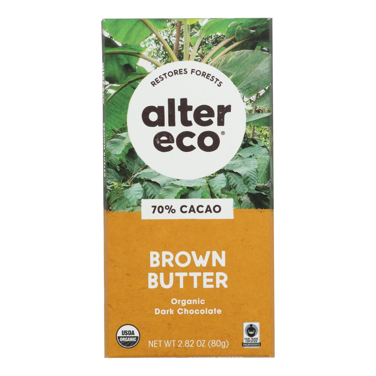 Alter Eco Americas Chocolate - Organic - Dark Salted Brown Butter - 2.82 Oz - Case Of 12 - Eco-Friendly Home & Grocery