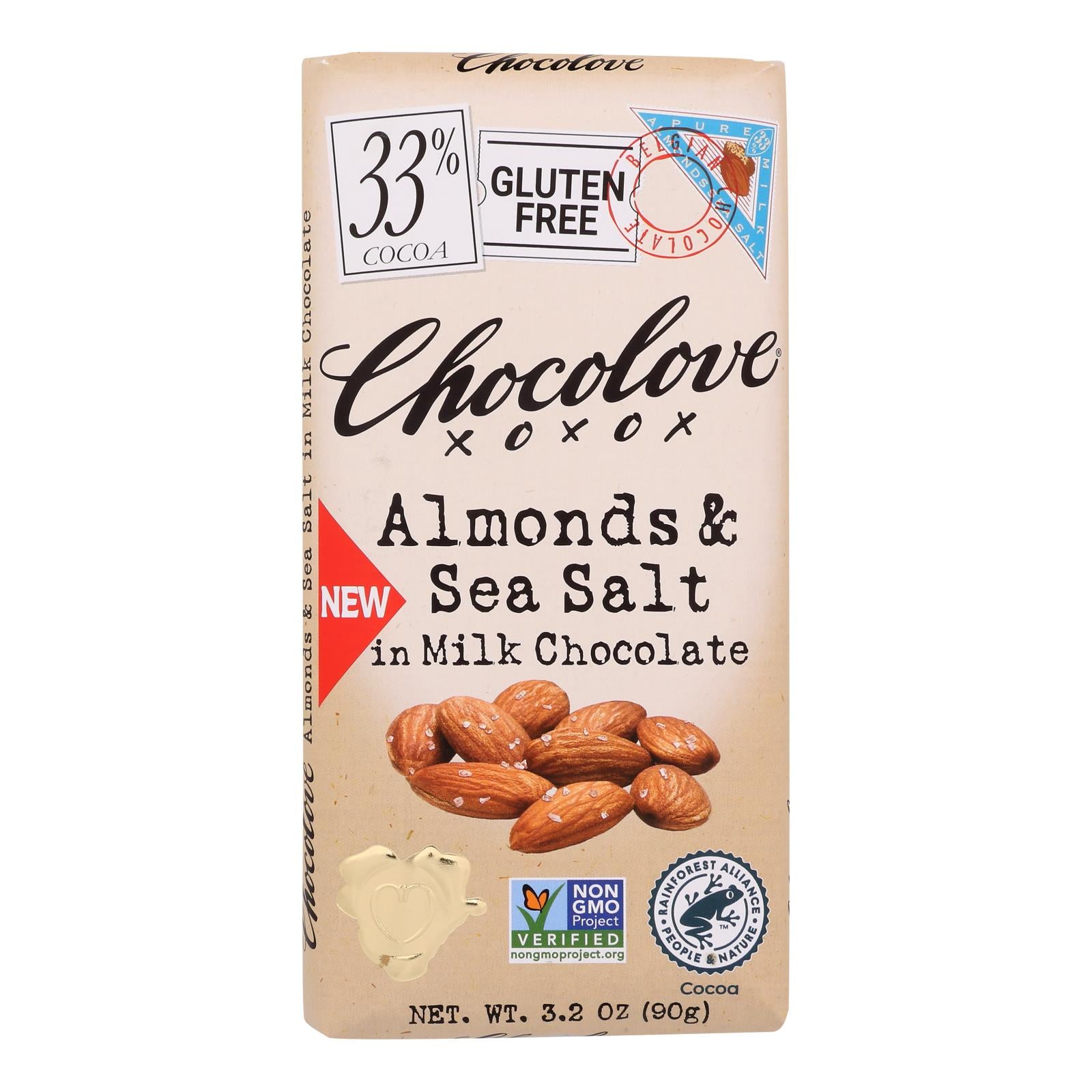 Chocolove - Bar Milk Chocolate Almond Sea Salt - Case Of 12-3.2 Oz - GreatEagleInc