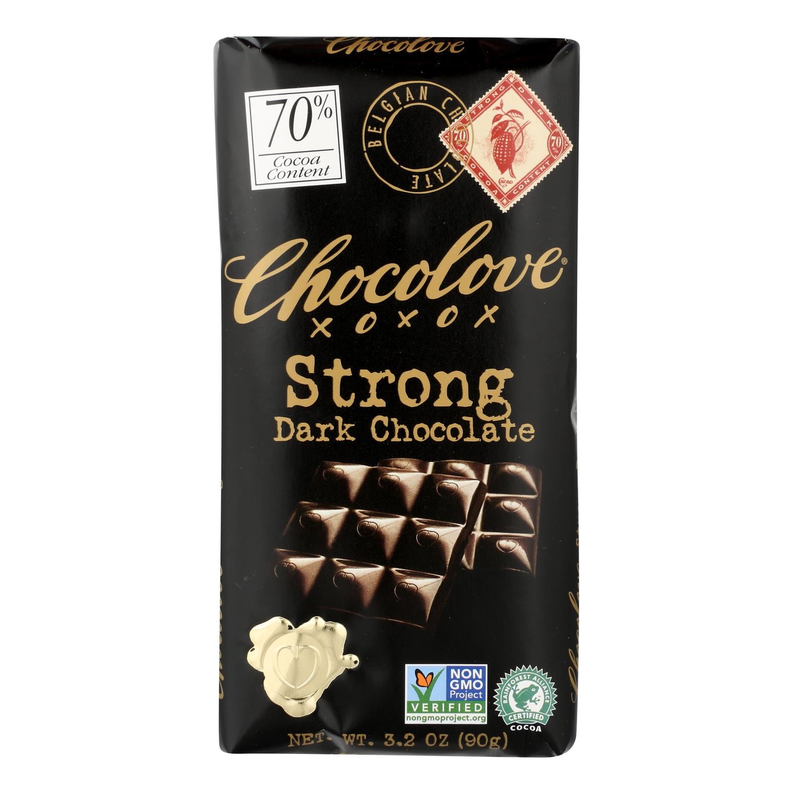 Chocolove Xoxox - Premium Chocolate Bar - Dark Chocolate - Strong - 3.2 Oz Bars - Case Of 12 - GreatEagleInc