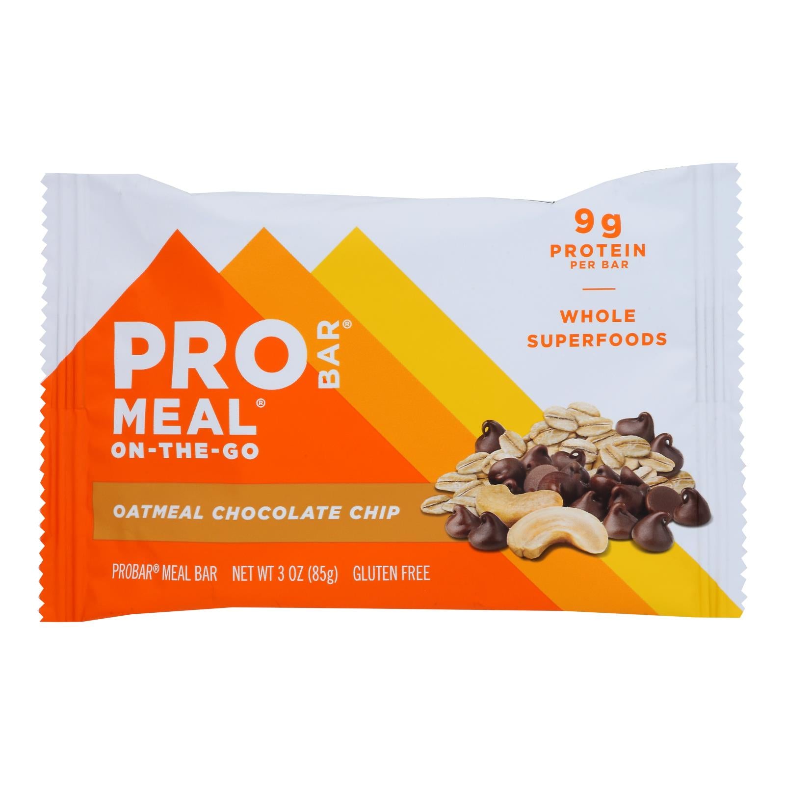 Probar Meal Bar Oatmeal Chocolate Chip  - Case Of 12 - 3 Oz - GreatEagleInc