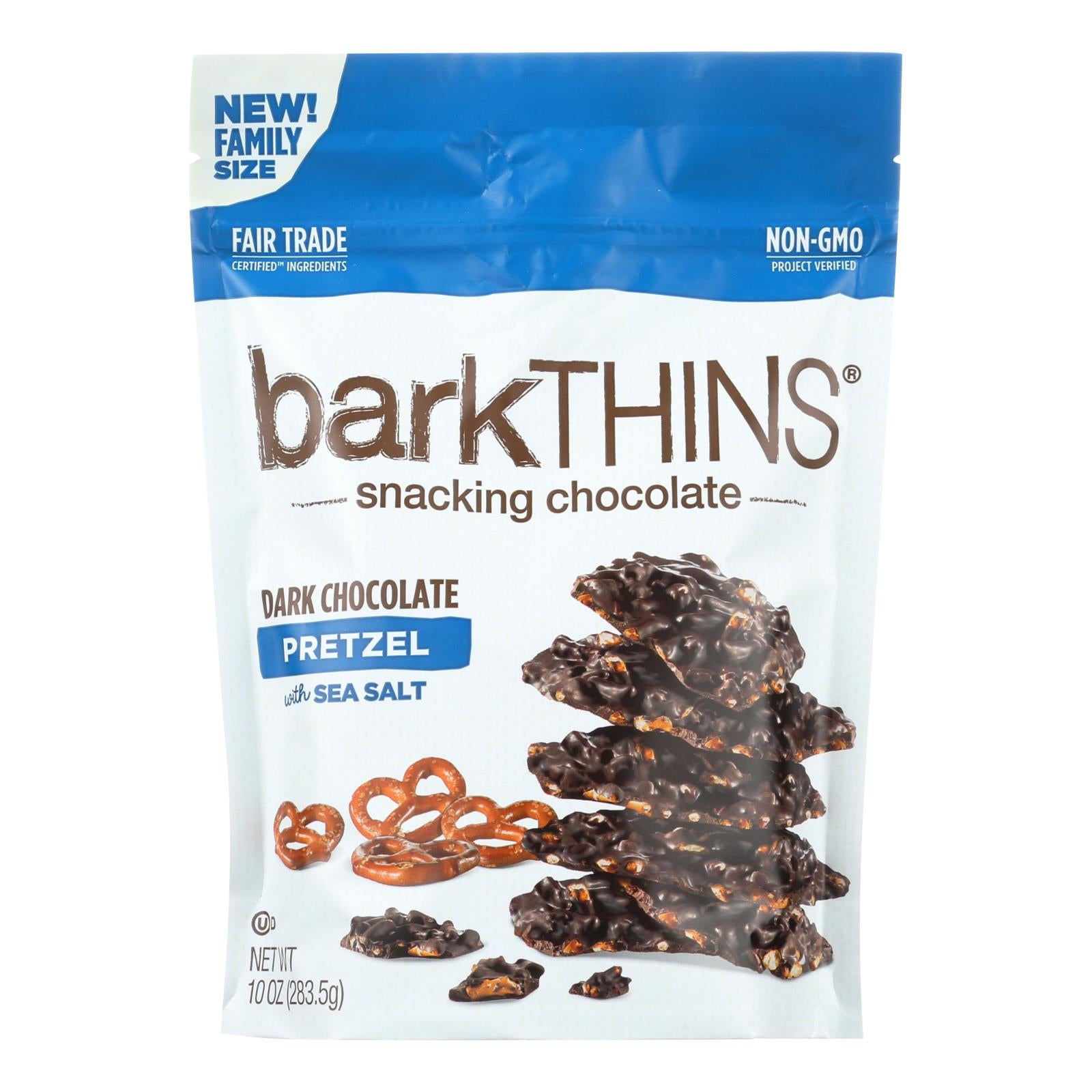 Bark Thins Snacking Dark Chocolate Pretzel - Sea Salt - Case Of 9 - 10 Oz. - GreatEagleInc