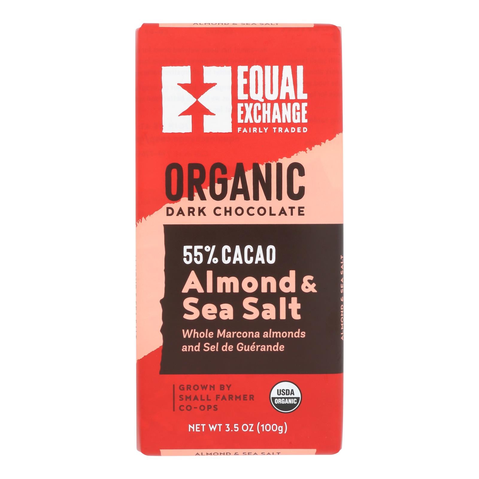 Equal Exchange - Bar Dark Chocolate Almond Sea Salt - Case Of 10 - 3.5 Oz - GreatEagleInc