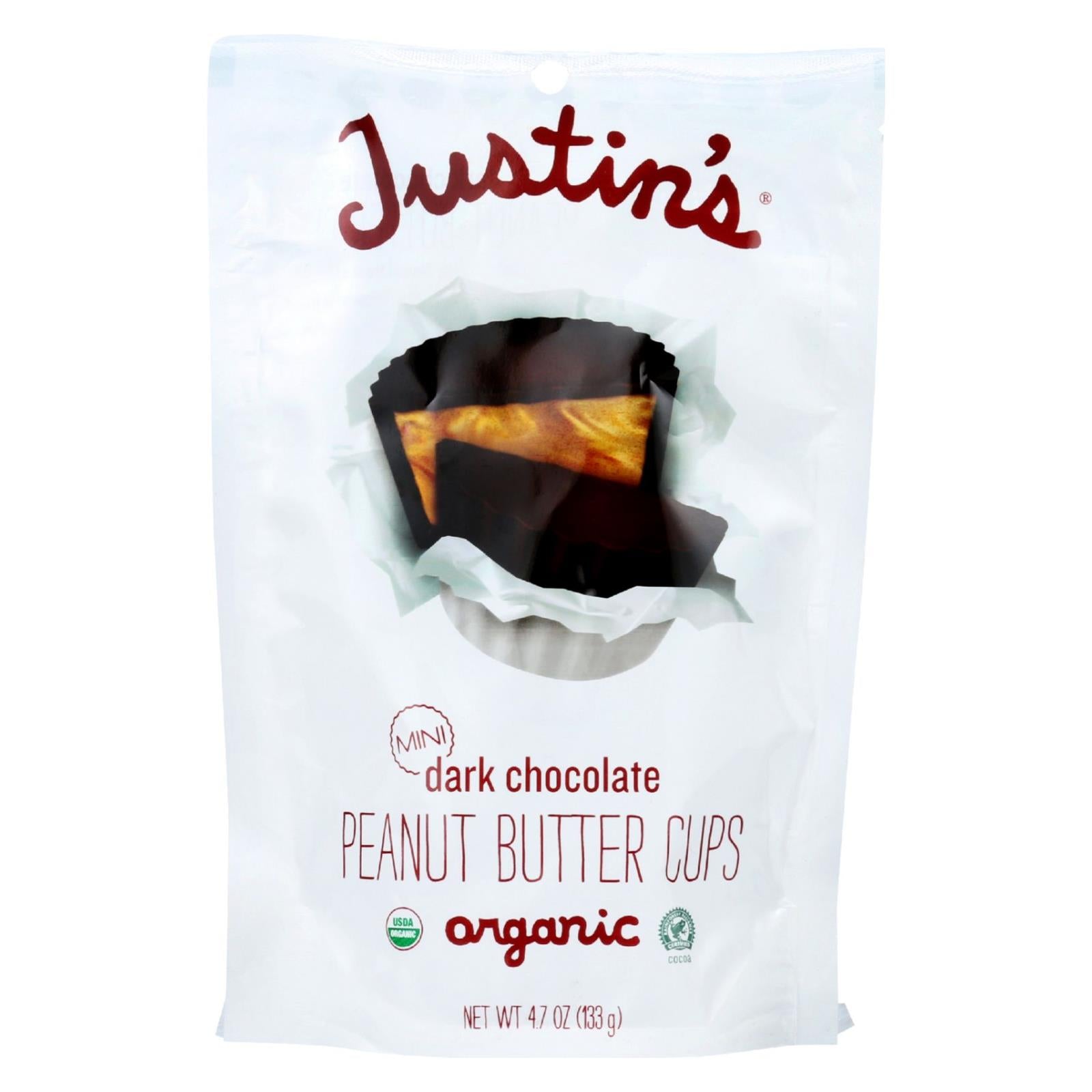 Justin's Nut Butter Peanut Butter Cups - Organic - Dark Chocolate - Mini - Case Of 6 - 4.7 Oz. - GreatEagleInc