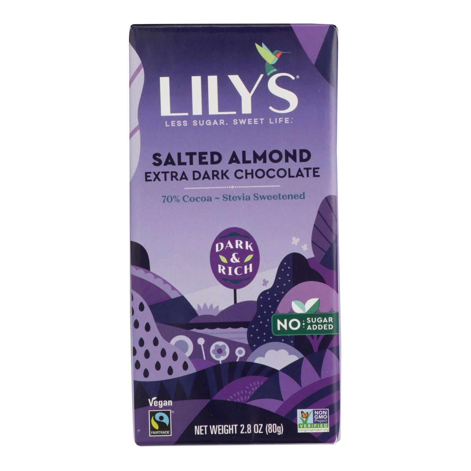 Lily's Sweets Chocolate Bar - Salted Almond - Case Of 12 - 2.80 Oz. - GreatEagleInc