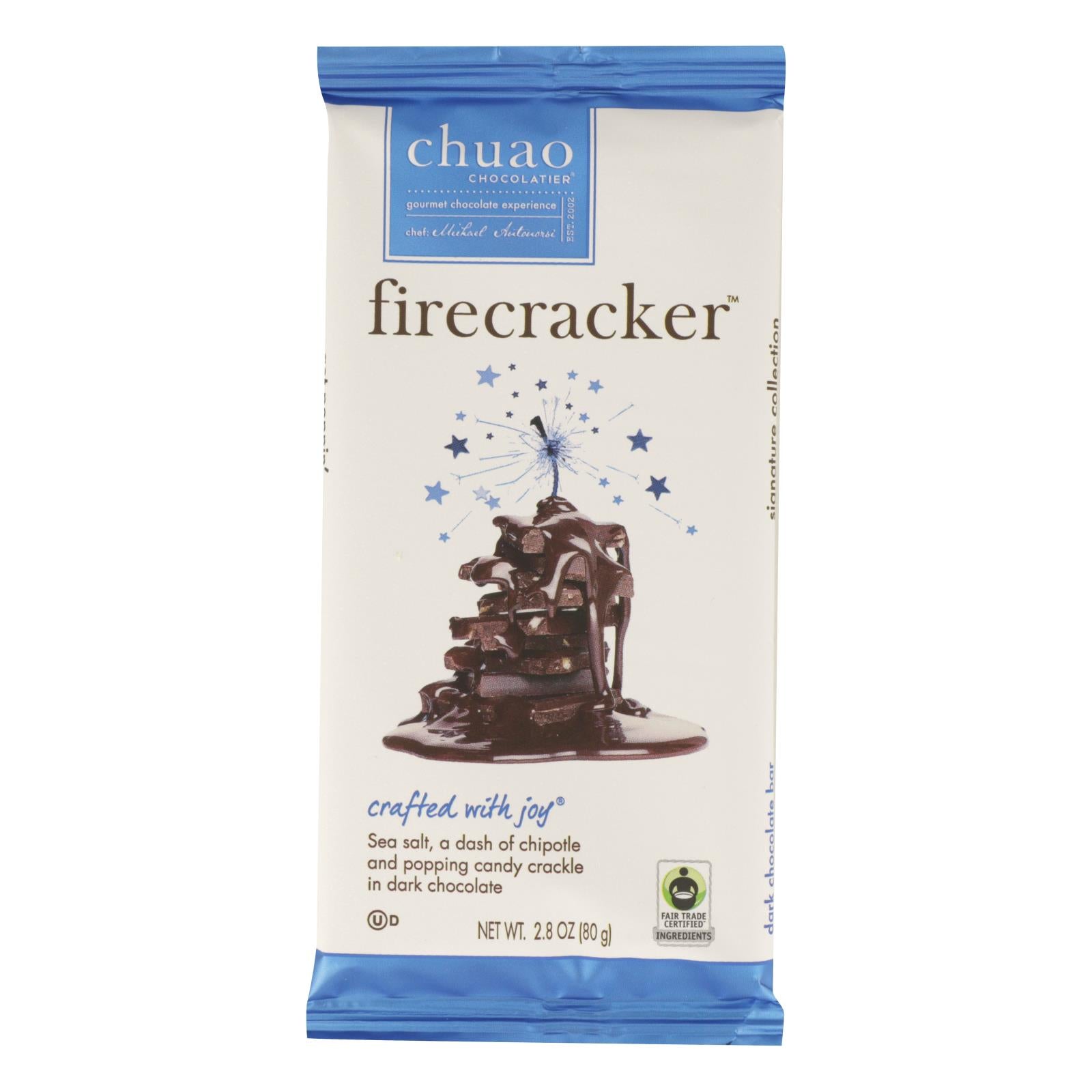 Chuao Chocolatier Firecracker Dark Chocolate Bar - Case Of 12 - 2.8 Oz - Home & Garden