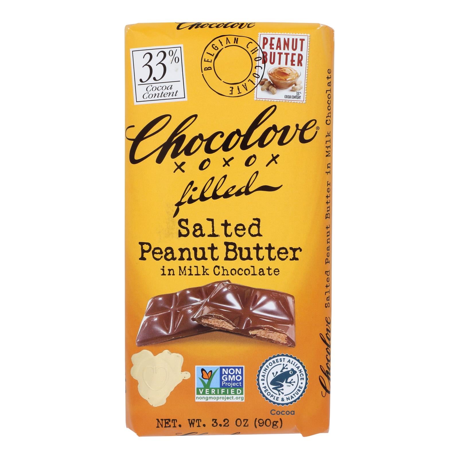 Chocolove - Bar Salt Peanut Butter Fld Milk Chocolate - Case Of 10-3.2 Oz - GreatEagleInc