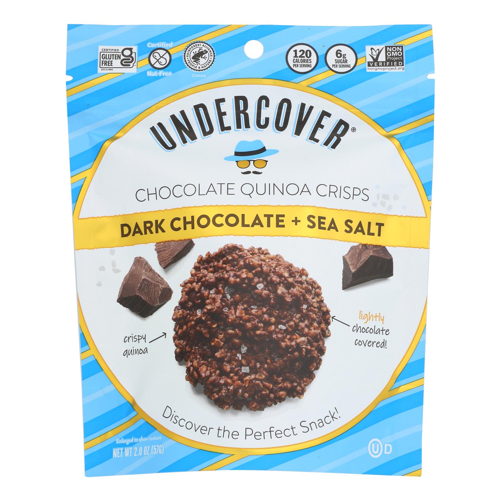 Undercover Quinoa Dark Chocolate + Sea Salt Crispy Quinoa Snack  - Case Of 12 - 2 Oz - GreatEagleInc