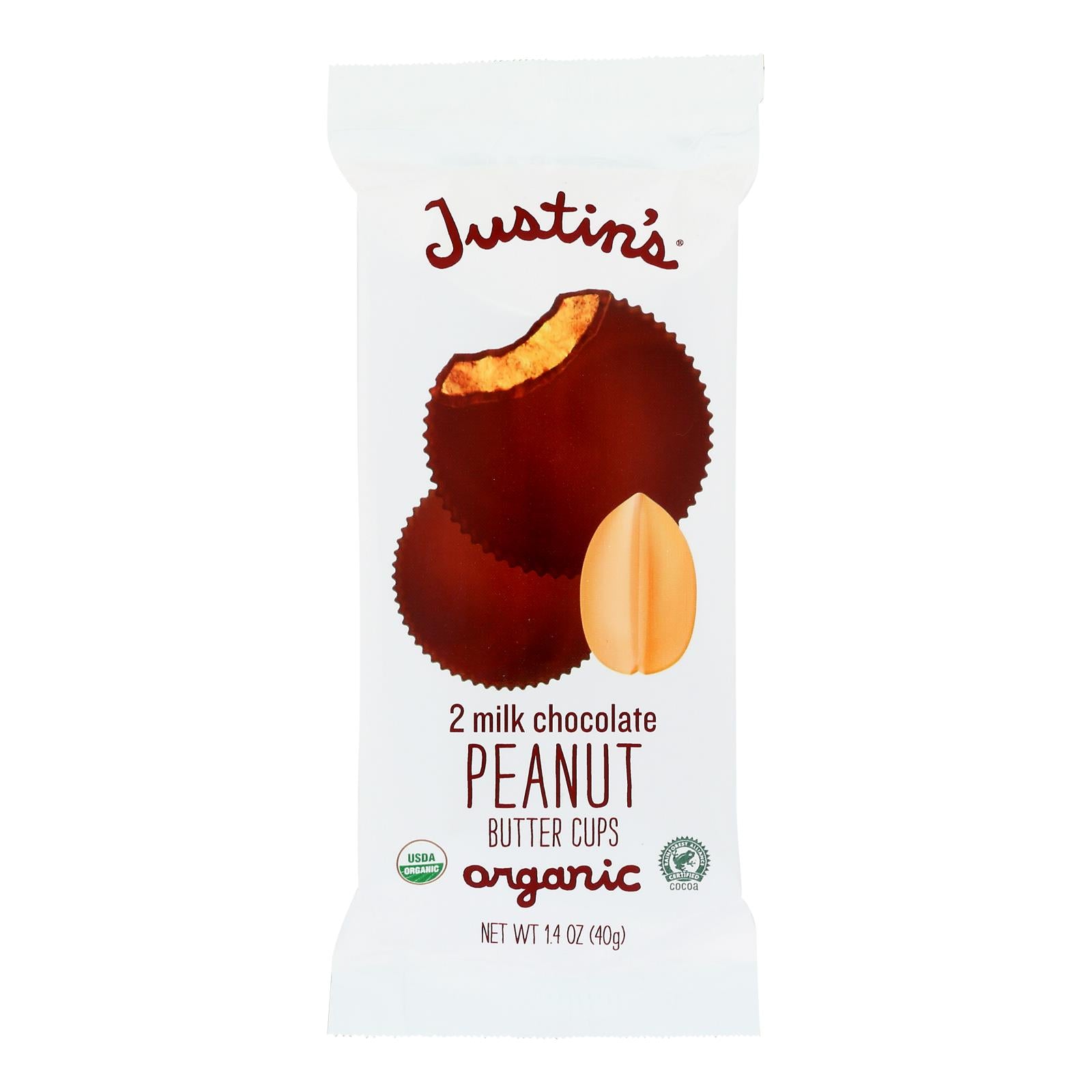 Justin's Nut Butter Organic Peanut Butter Cups - Milk Chocolate - Case Of 12 - 1.4 Oz. - GreatEagleInc