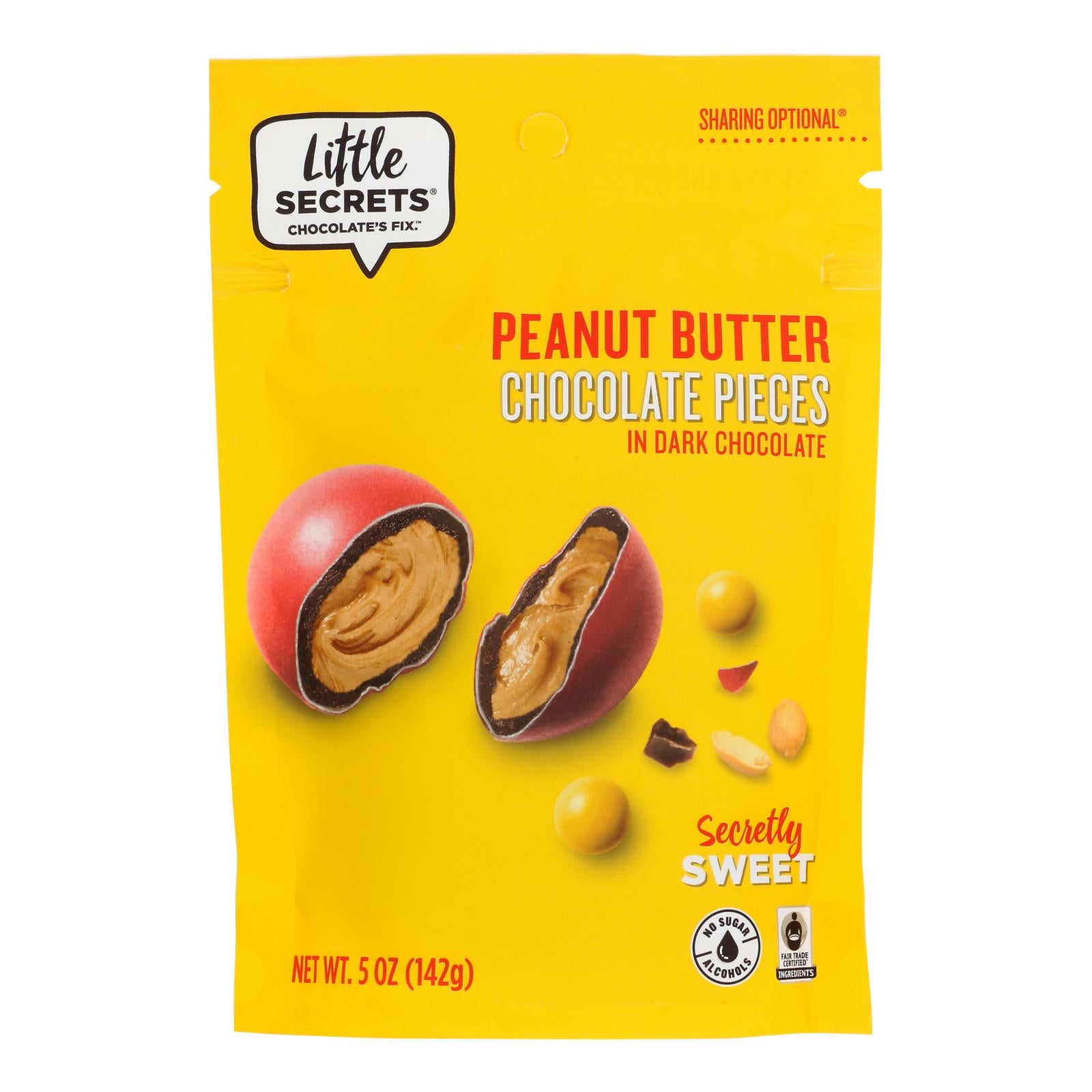 Little Secrets Dark Chocolate Candies - Peanut Butter - Case Of 8 - 5 Oz. - GreatEagleInc