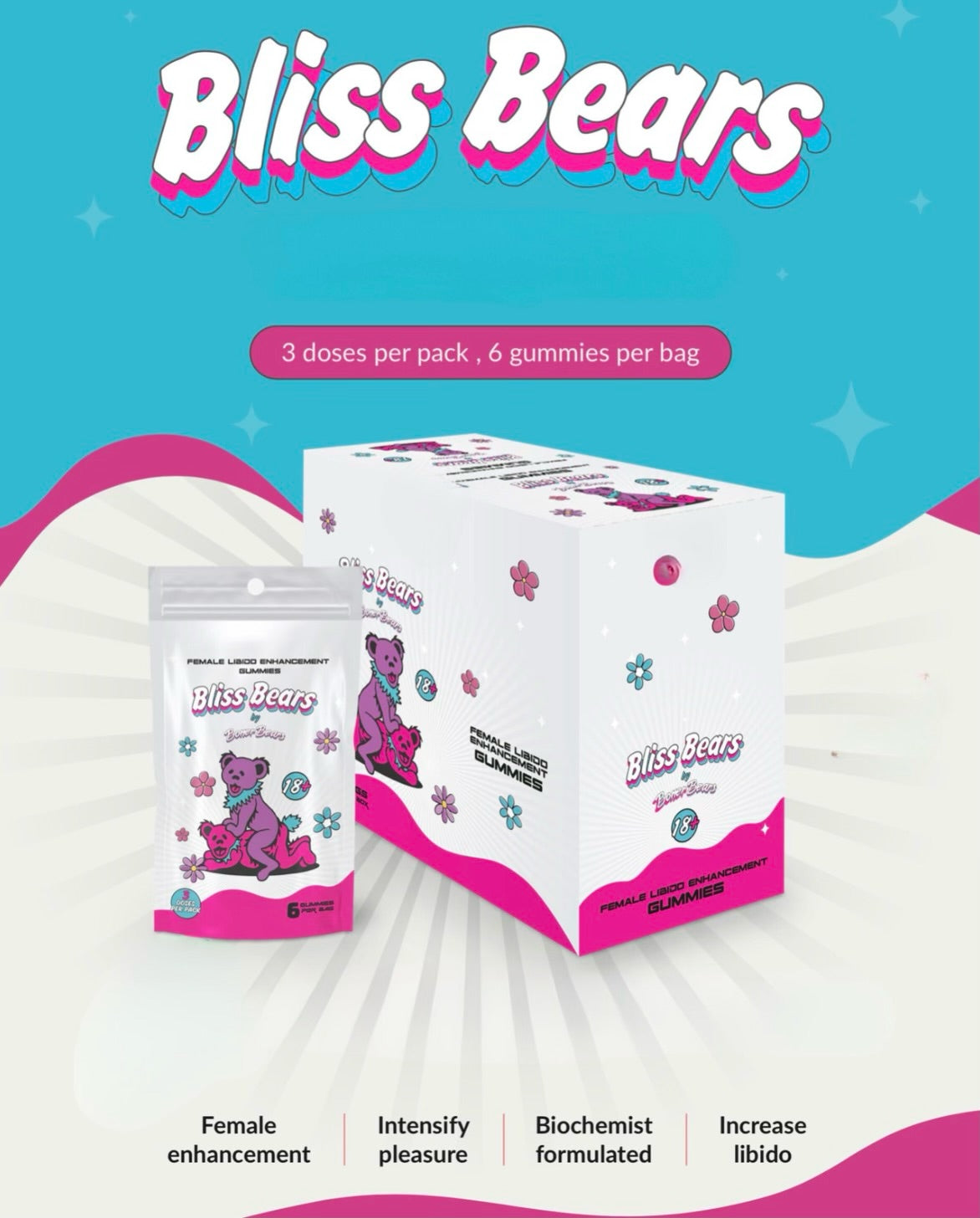 Bliss Bear Female Enhancement Gummy 1pk (6 Pcs) Default Title