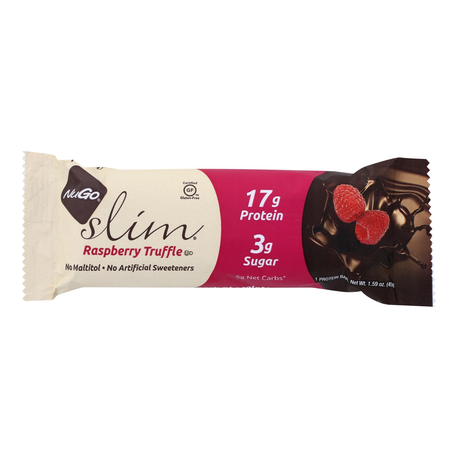 Nugo Nutrition Bar - Slim Raspberry Truffle - 1.59 Oz - Case Of 12 - GreatEagleInc