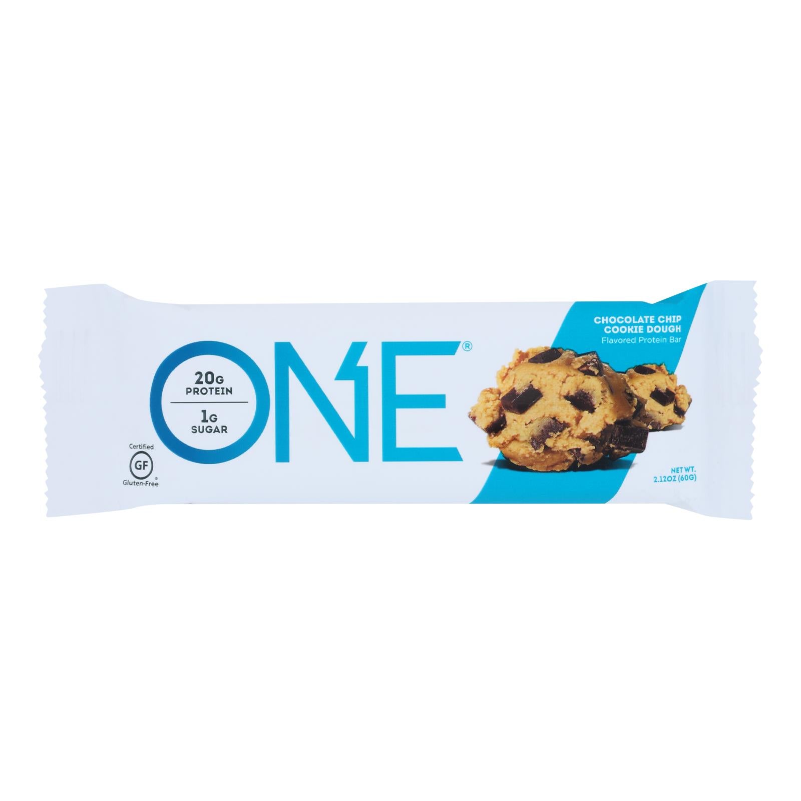 One Chocolate Chip Cookie Dough Flavored Protein Bars  - Case Of 12 - 60 Grm - GreatEagleInc