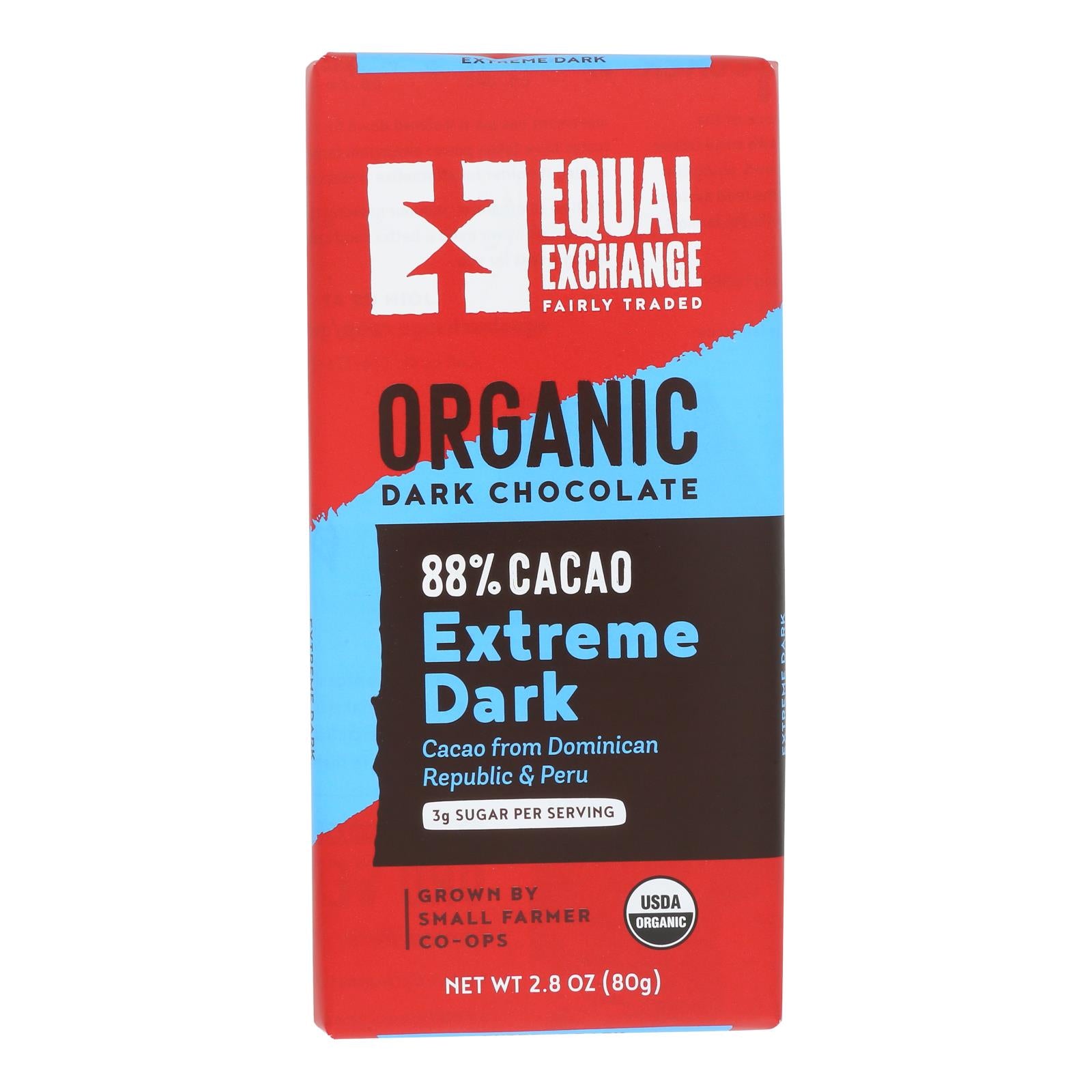 Equal Exchange Organic Chocolate Bar - Extreme Dark - Case Of 12 - 2.8 Oz. - GreatEagleInc
