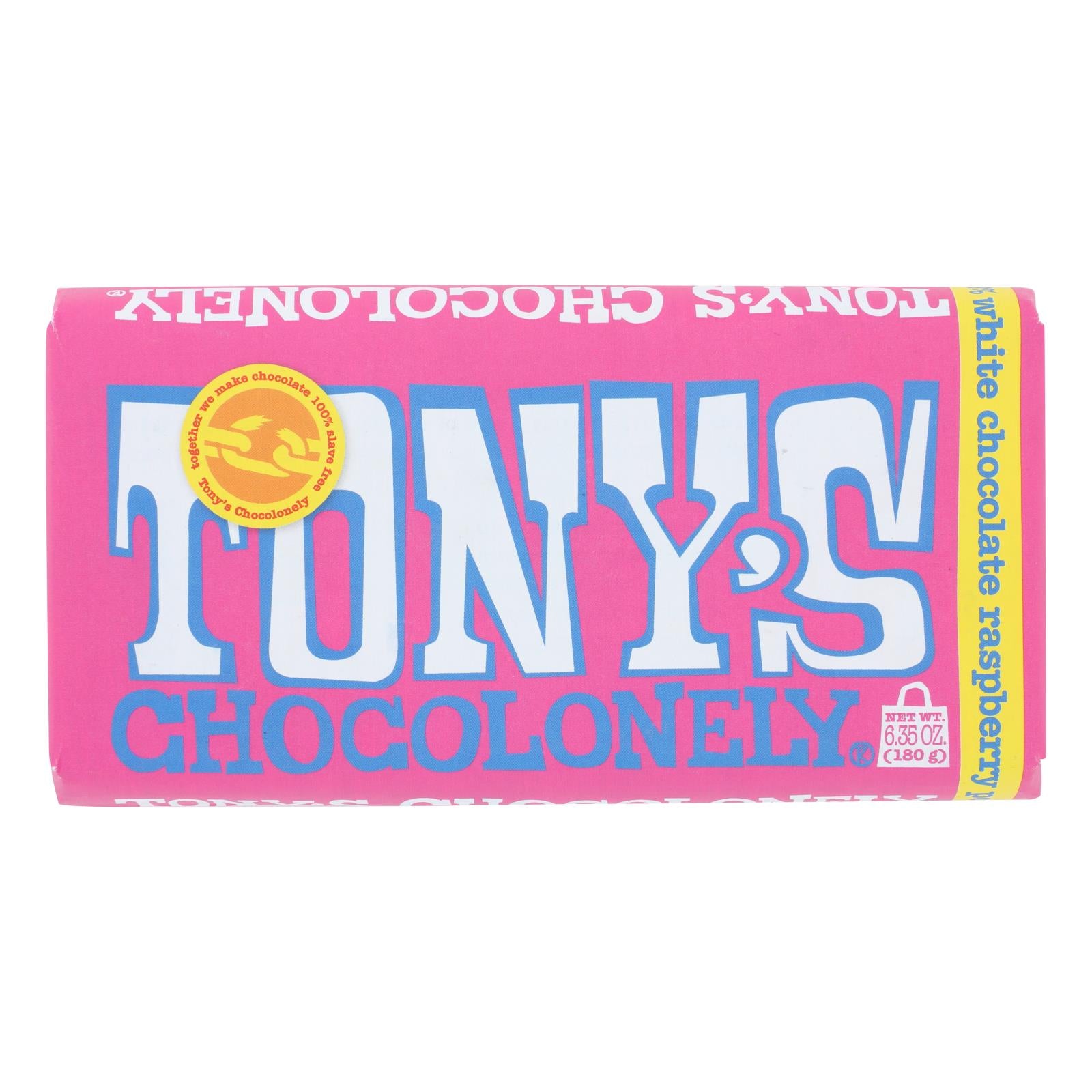 Tony's Chocolonely - Bar White Chocolate Raspberry Pop - Case Of 15 - 6.35 Oz - Home & Garden