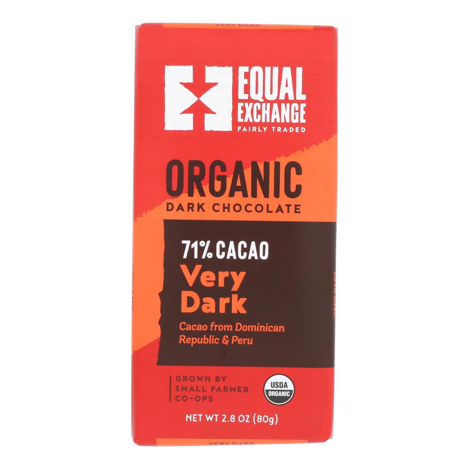 Equal Exchange Organic Chocolate Bar - Very Dark - Case Of 12 - 2.8 Oz. - GreatEagleInc