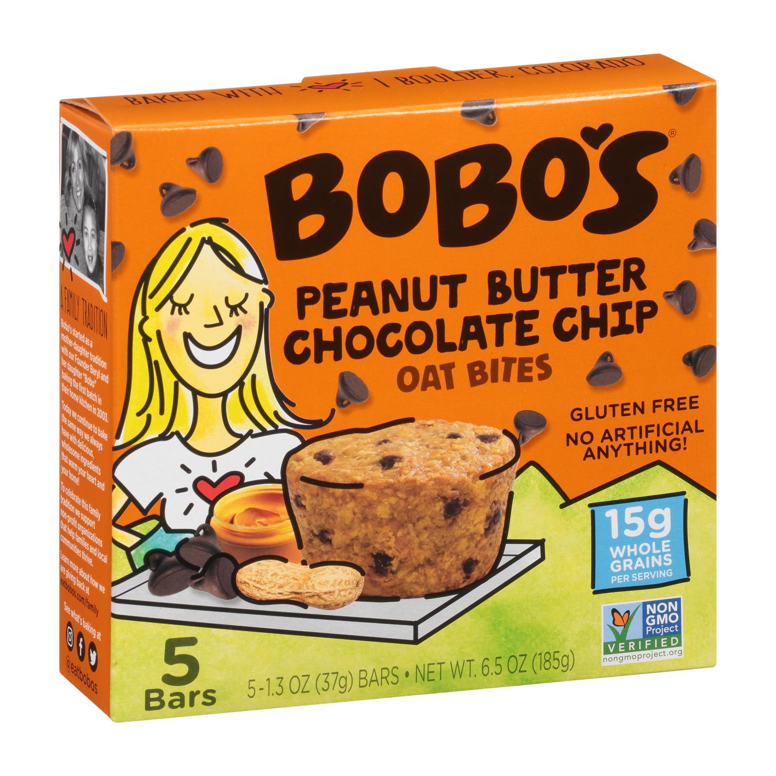 Bobo's Oat Bars - Oat Bite Pnutbtr Chocolate Chips - Case Of 6 - 6.5 Oz - GreatEagleInc