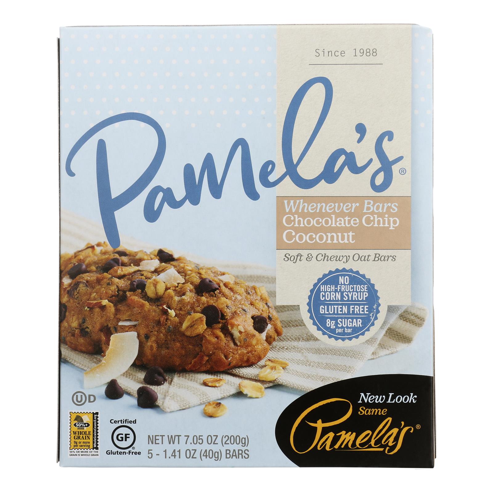 Pamela's Products - Oat Chocolate Chip Whenever Bars - Coconut - Case Of 6 - 1.41 Oz. - GreatEagleInc