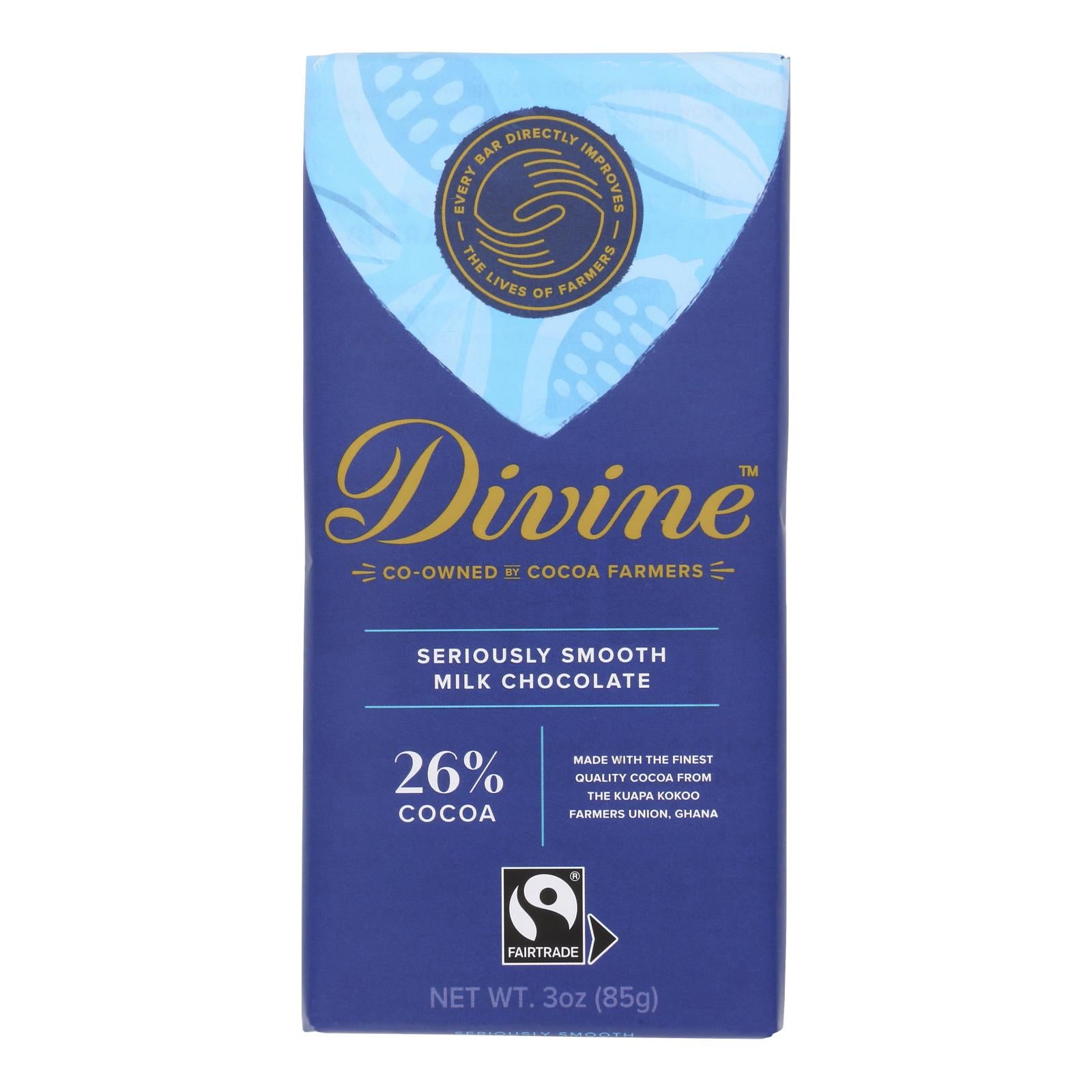 Divine - Bar Milk Chocolate - Case Of 12 - 3 Oz - GreatEagleInc