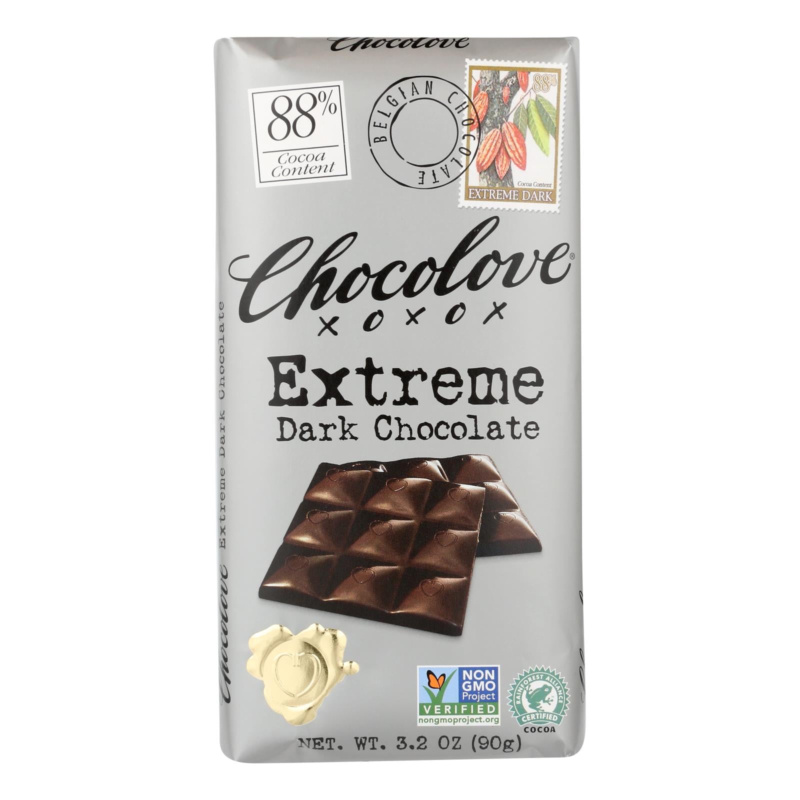 Chocolove Xoxox - Dark Chocolate Bar - Extreme - Case Of 12 - 3.2 Oz - GreatEagleInc