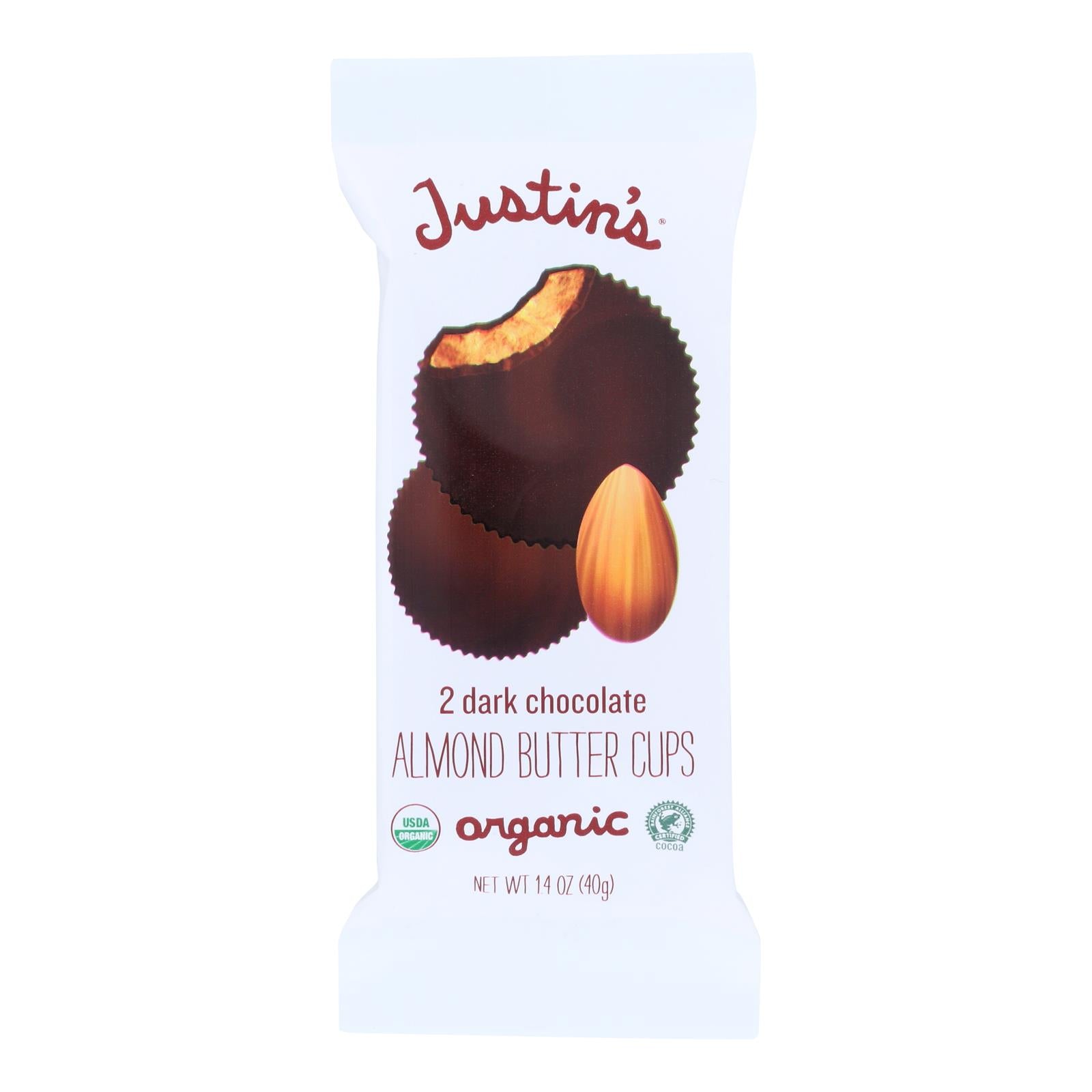 Justin's Nut Butter Almond Butter Cups - Dark Chocolate - Case Of 12 - 1.4 Oz. - GreatEagleInc