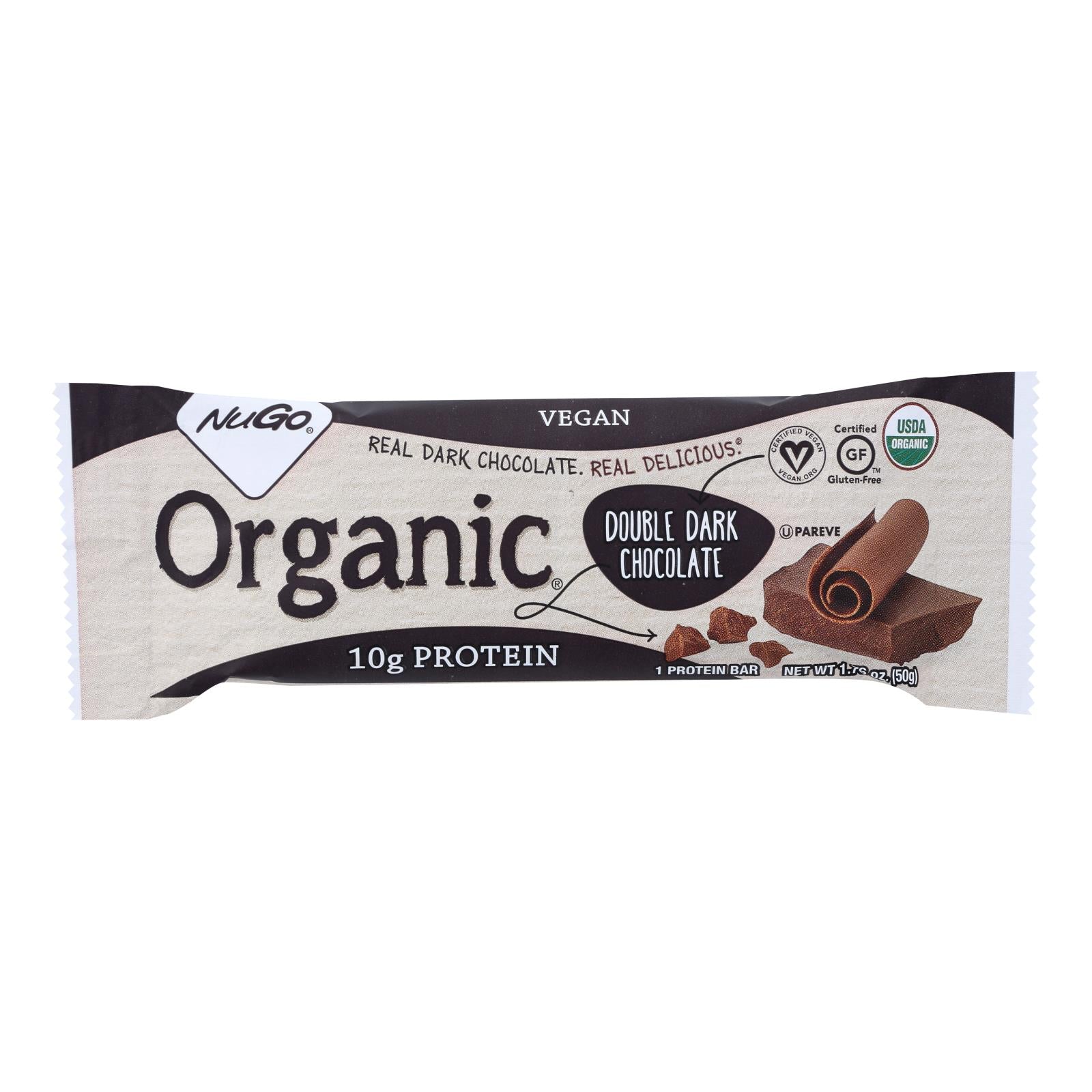 Nugo Nutrition Bar - Organic Double Dark Chocolate - 1.76 Oz - Case Of 12 - GreatEagleInc