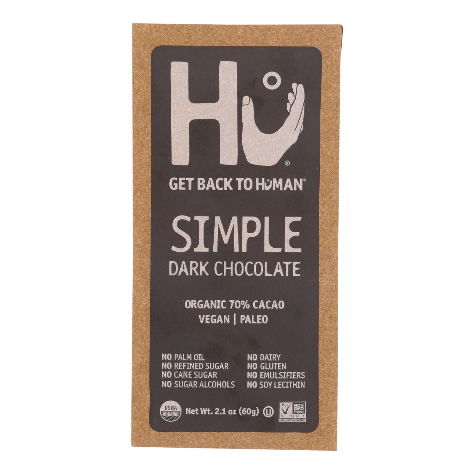 Hu - Dark Chocolate Bar Simple - Case Of 12-2.1 Oz - GreatEagleInc