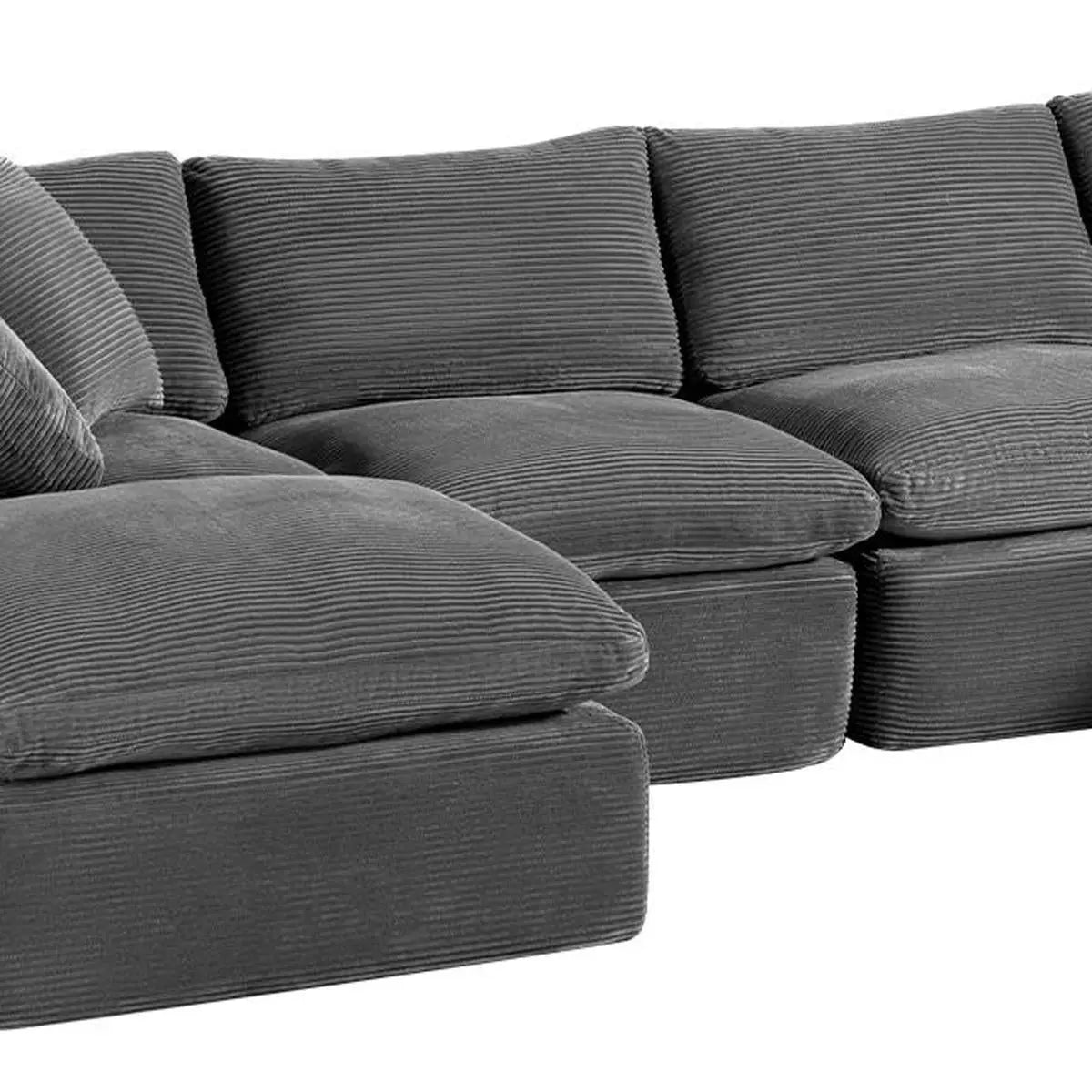 140" Dark Gray Corduroy Modular Sofa With Ottoman And Toss Pillows Homeroots Living Room