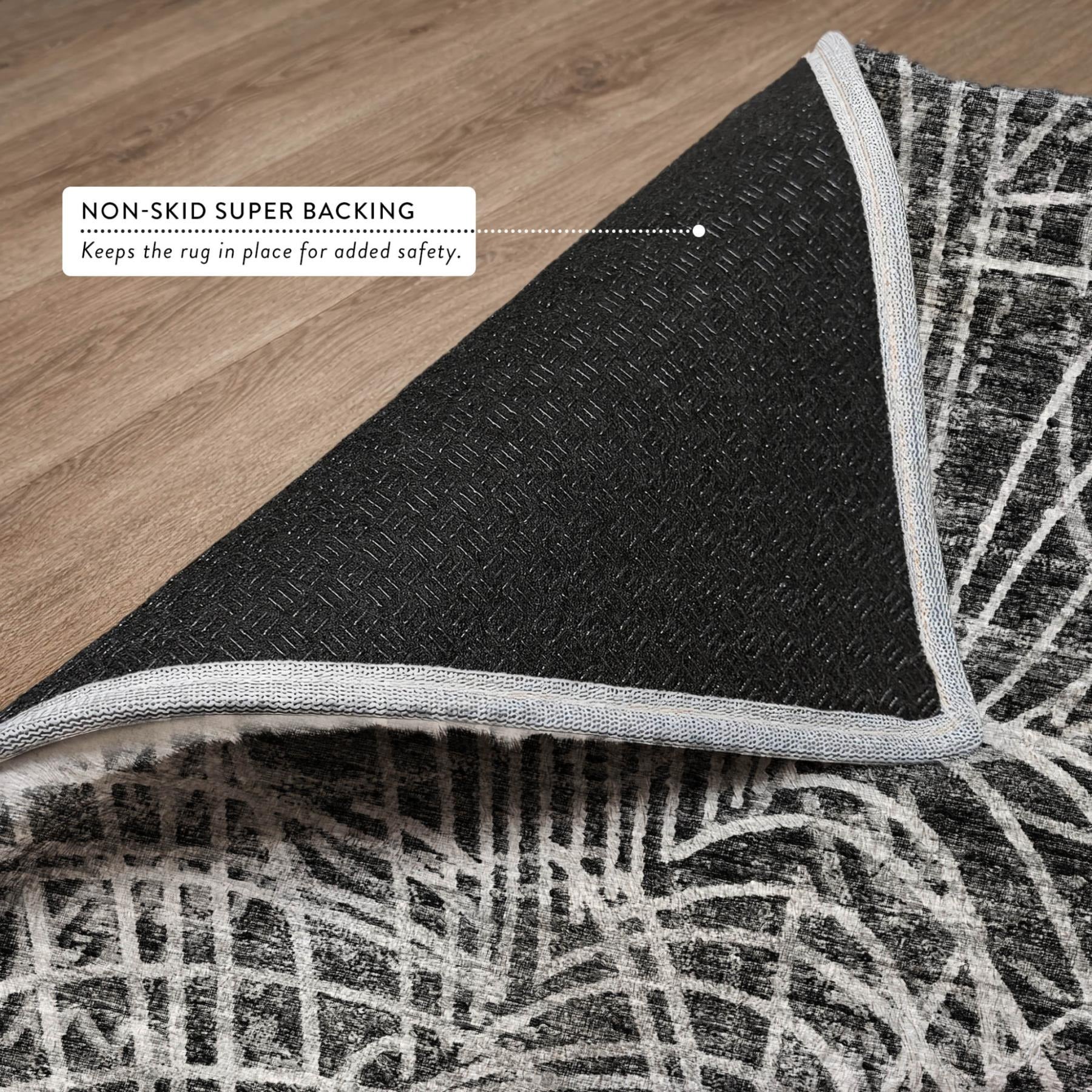 8' X 10' Charcoal And Gray Abstract Shag Washable Area Rug With UV Protection - Home & Garden