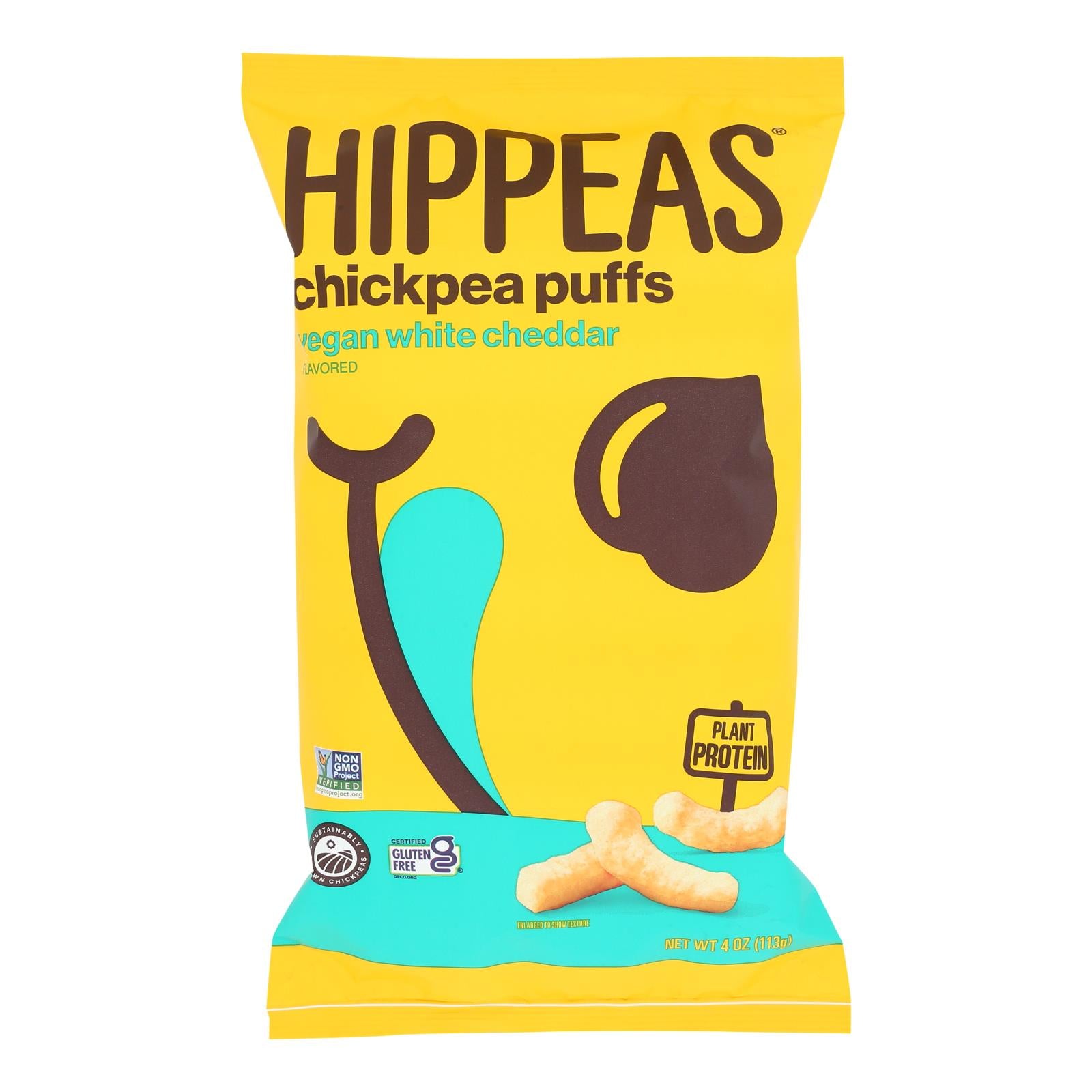 Hippeas - Chickpea Puff White Cheddar - Case Of 12 - 4 Ounces - GreatEagleInc