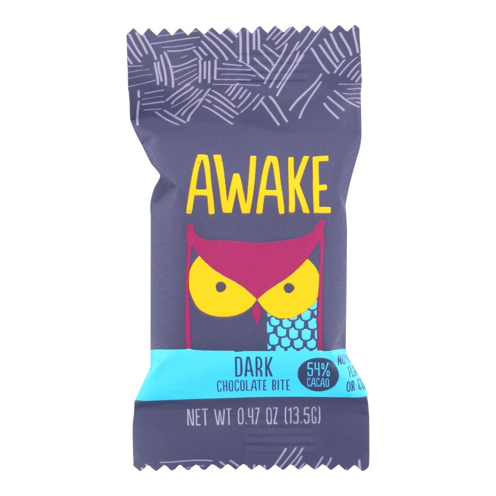 Awake Chocolate - Bites Dark Chocolate - Case Of 50 - 0.47 Ounces - Home & Garden