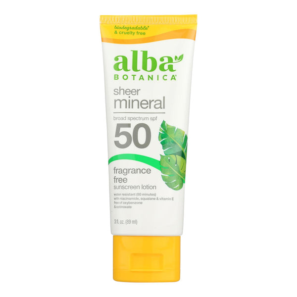 Alba Botanica - Sunscreen Lotion Mineral Formula Spf 50 - 1 Each-3 Fluid Ounces - GreatEagleInc