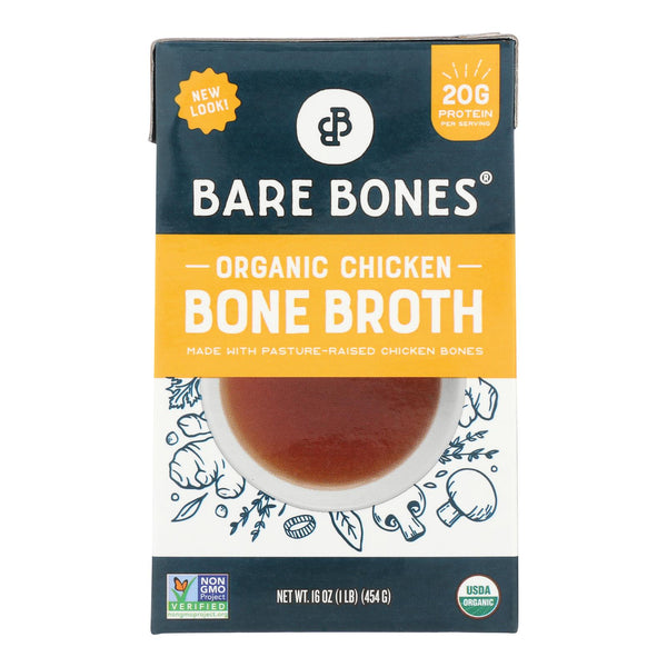 Bare Bones Broth - Bone Broth Organic 2 Chicken Classic - Case Of 8-16 Fluid Ounces - GreatEagleInc