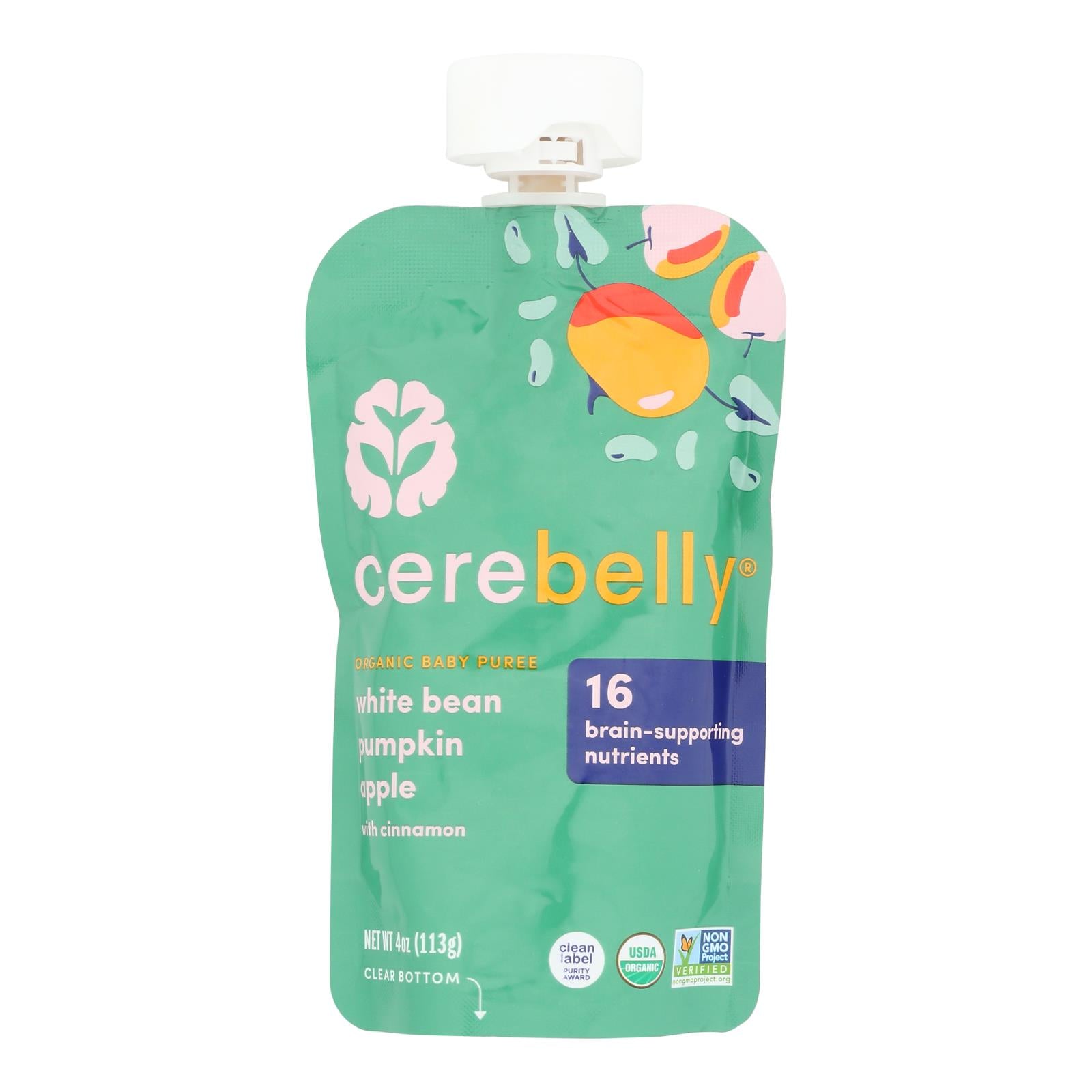 Cerebelly - Puree Organic 2 White Bean Pumpkin Apple - Case Of 6 - 4 Ounces - GreatEagleInc